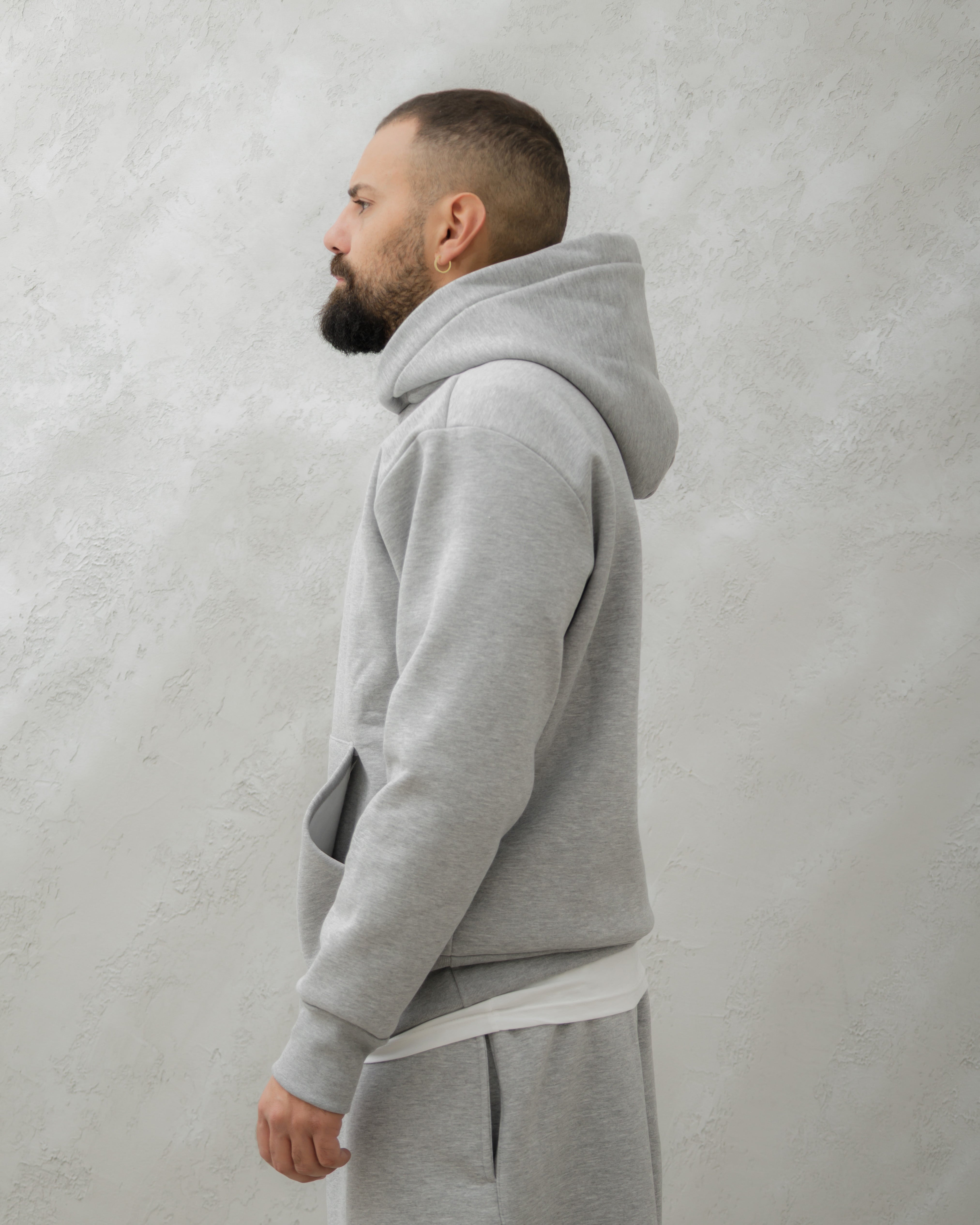 FELPA CON CAPPUCCIO - MA1042 GRIGIO