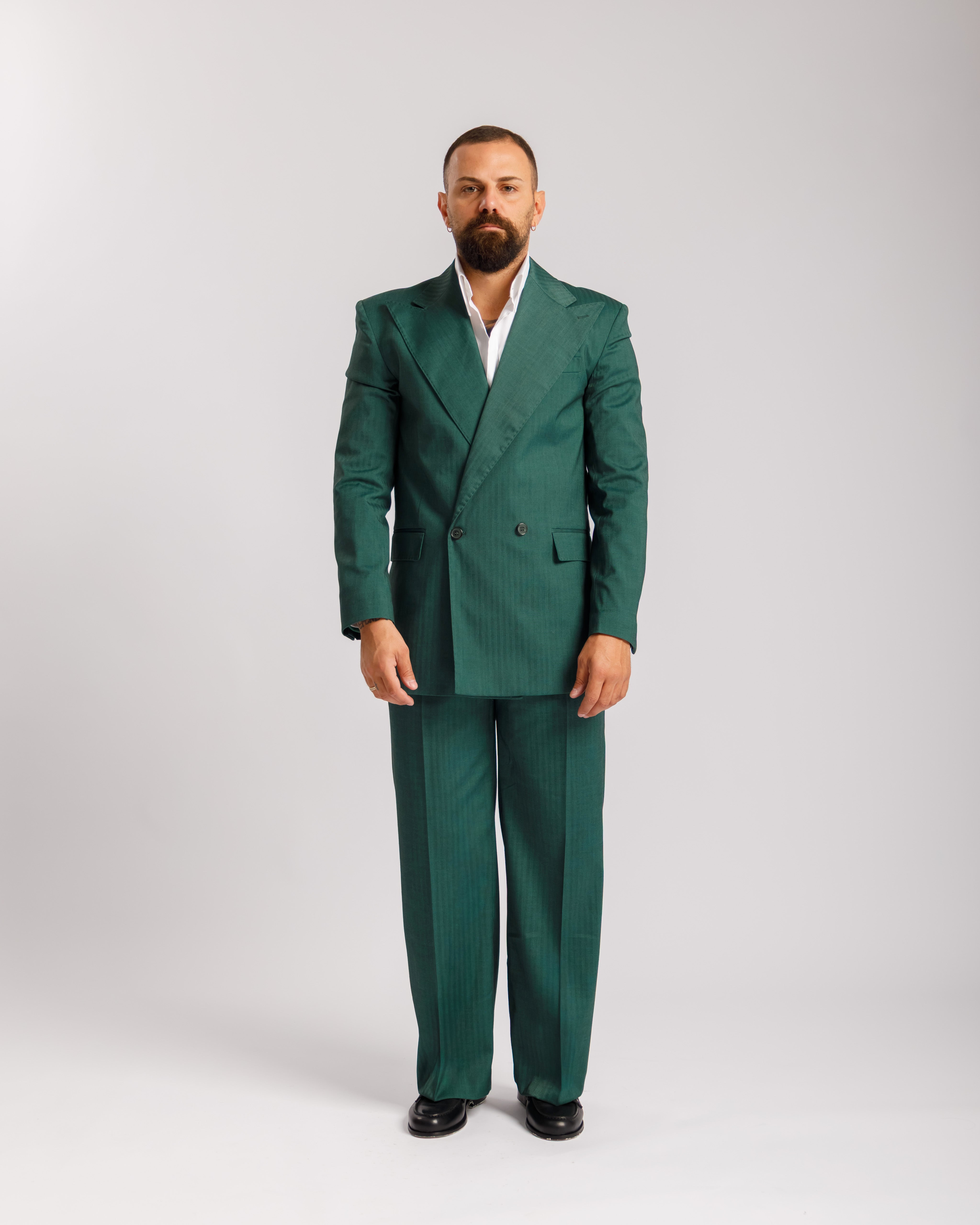 Pantaloni Palazzo Doppio Bottone solaro -  Ma1065 verde