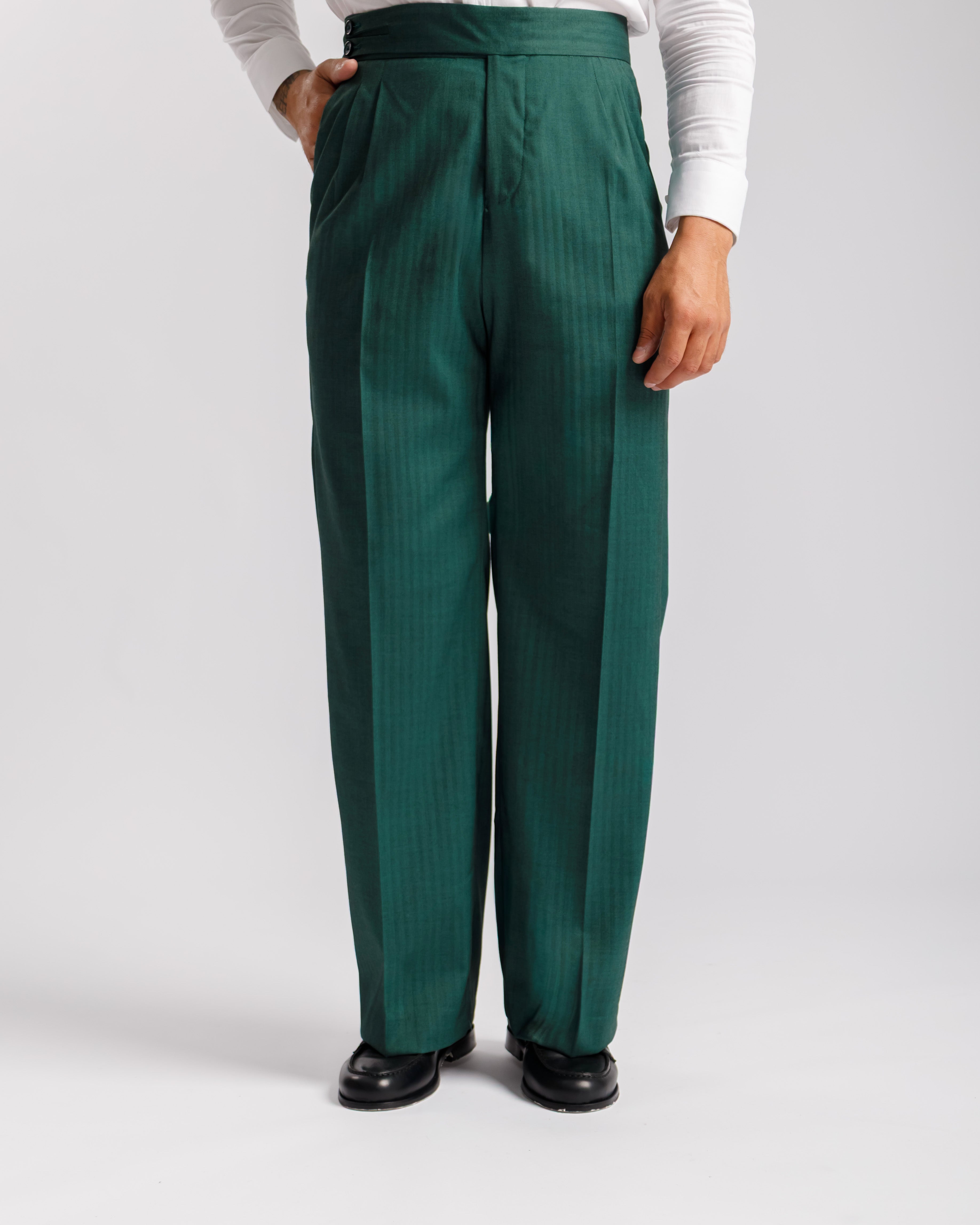 Pantaloni Palazzo Doppio Bottone solaro -  Ma1065 verde
