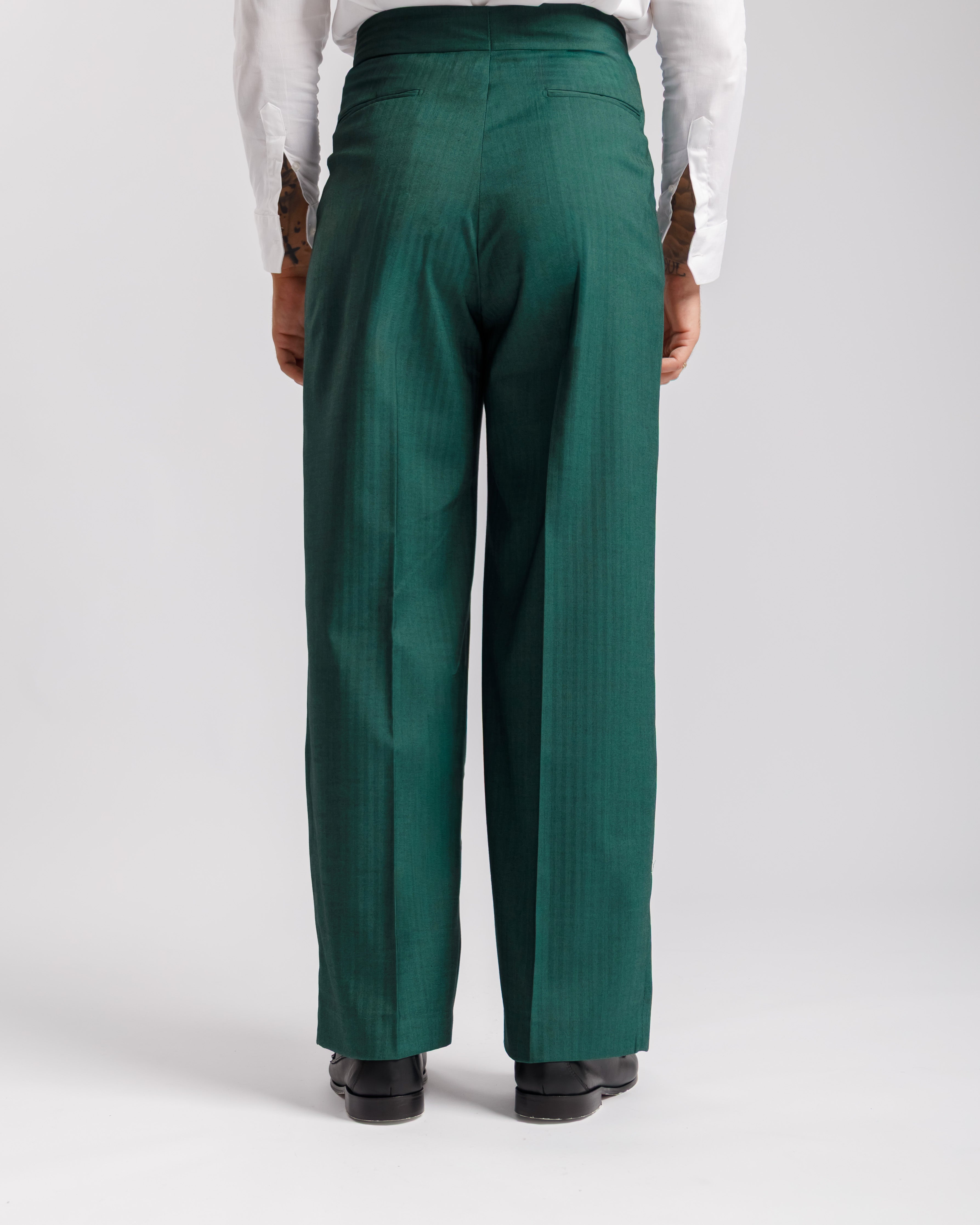 Pantaloni Palazzo Doppio Bottone solaro -  Ma1065 verde