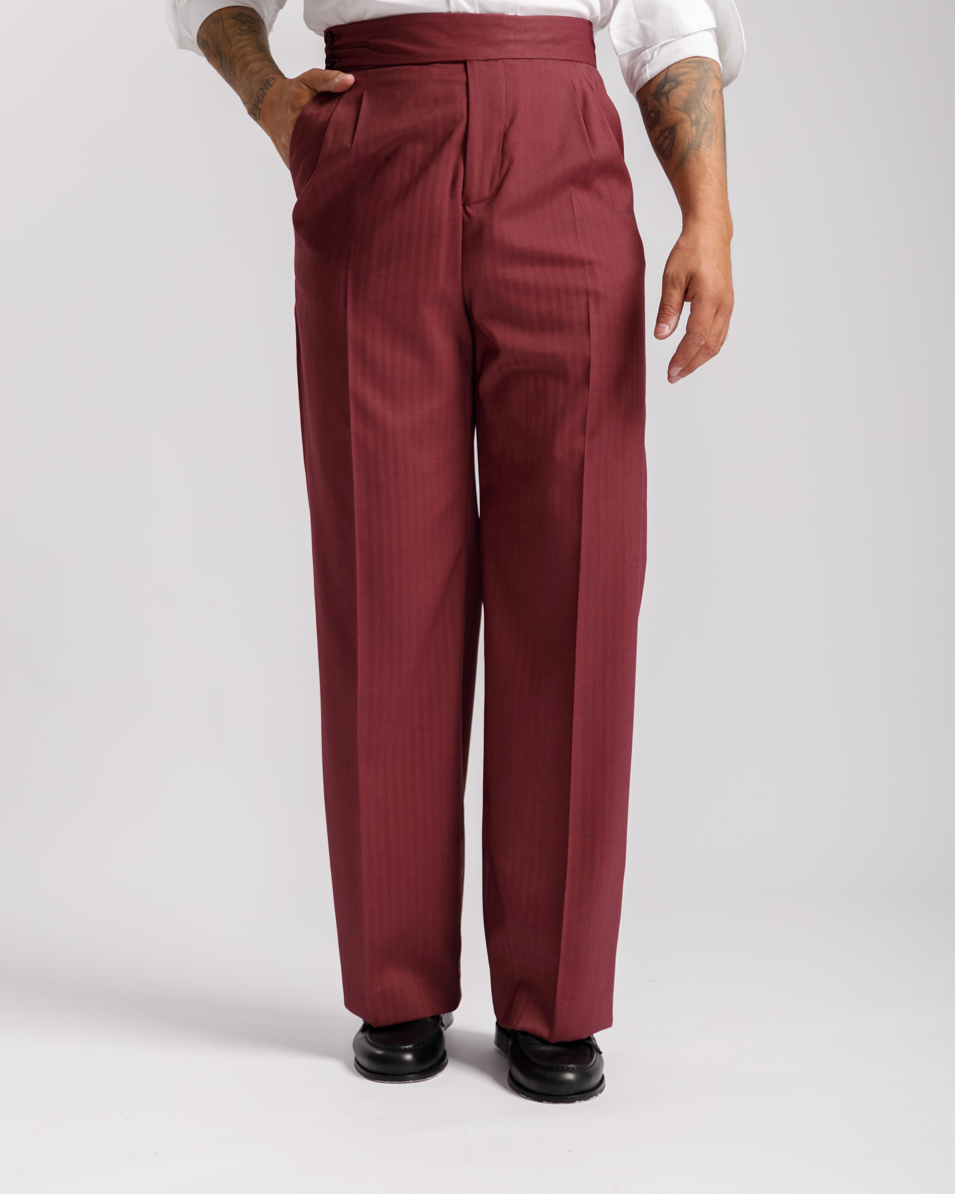 Pantaloni Palazzo Doppio Bottone solaro -  Ma1065 bordeaux