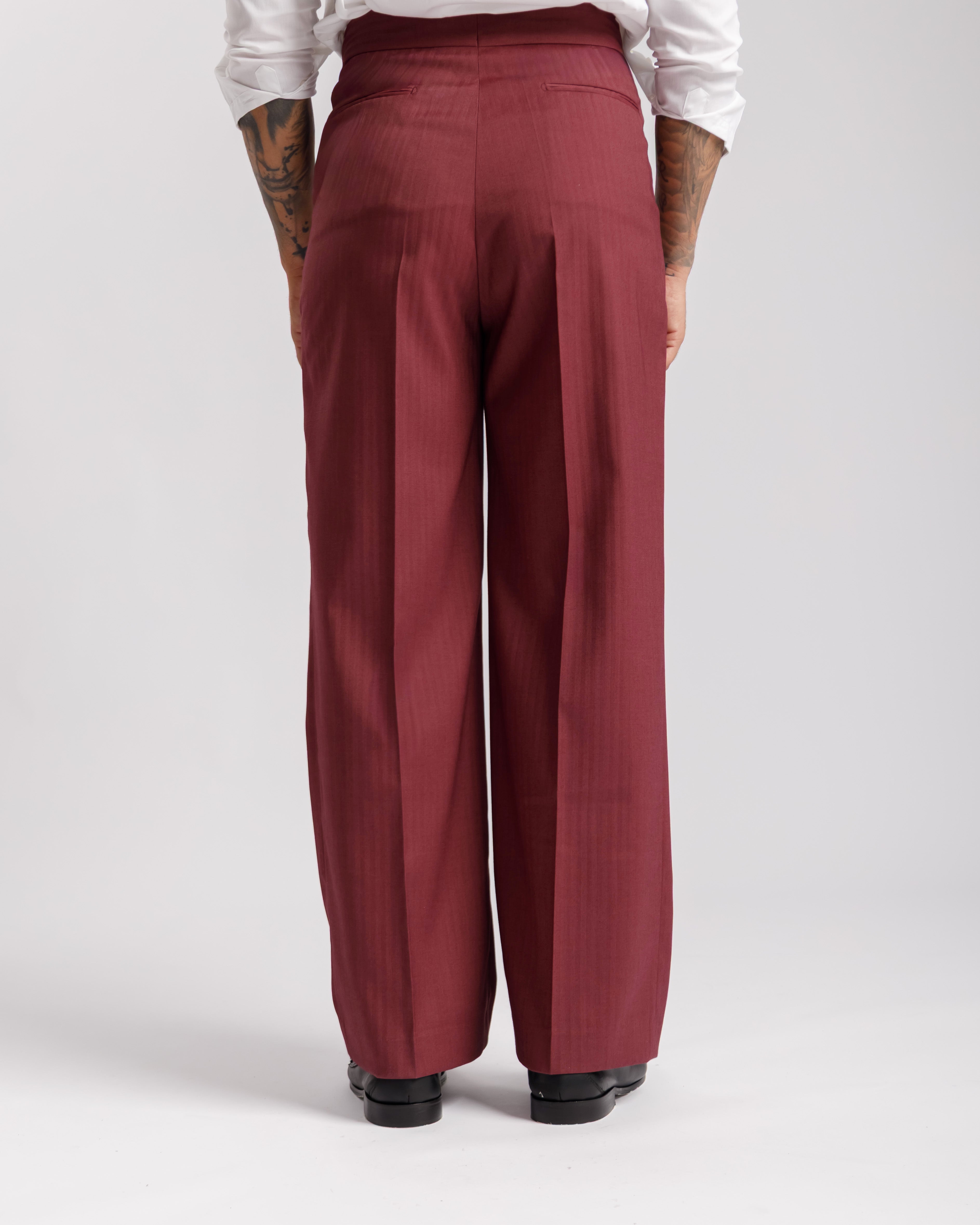Pantaloni Palazzo Doppio Bottone solaro -  Ma1065 bordeaux
