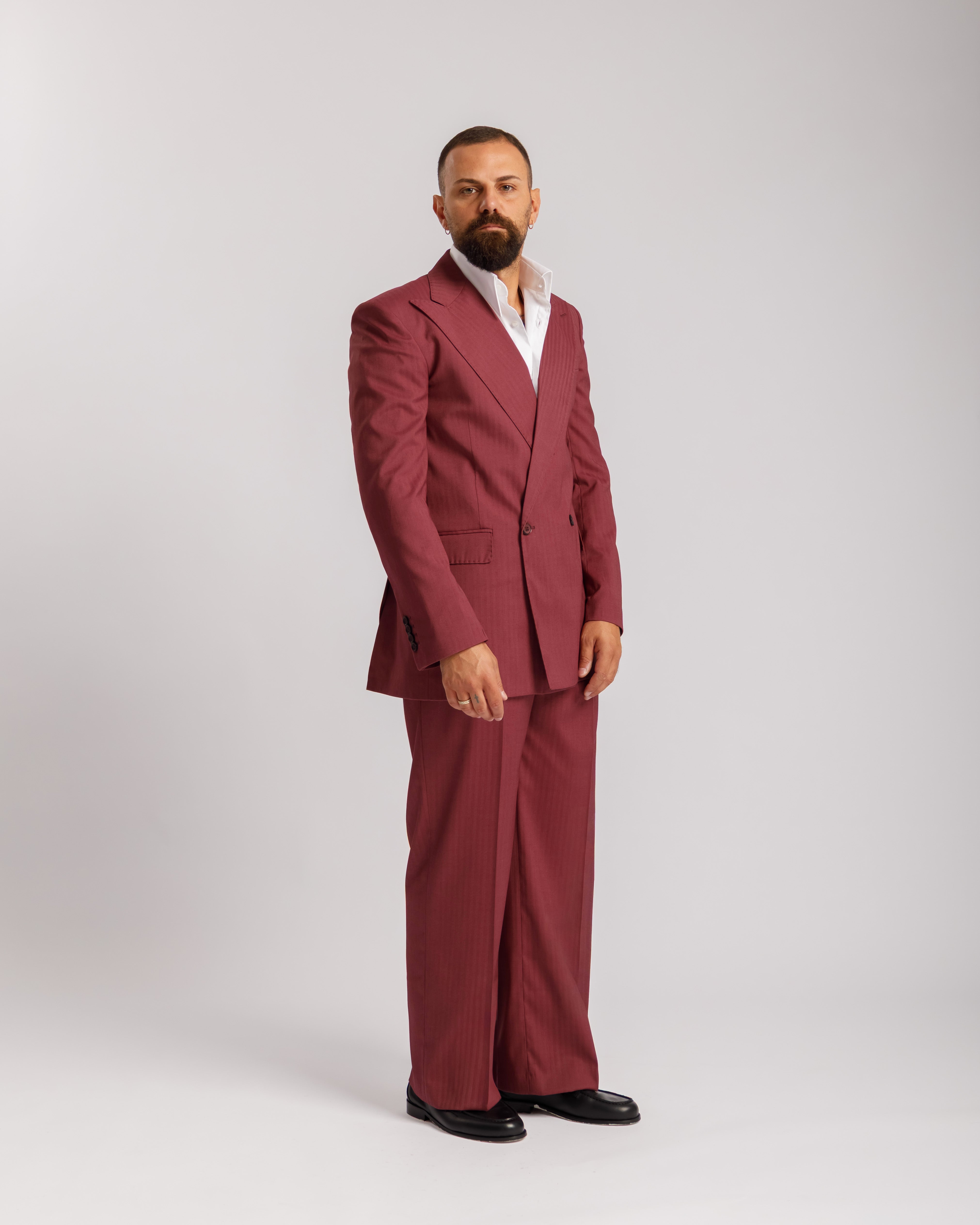 Pantaloni Palazzo Doppio Bottone solaro -  Ma1065 bordeaux