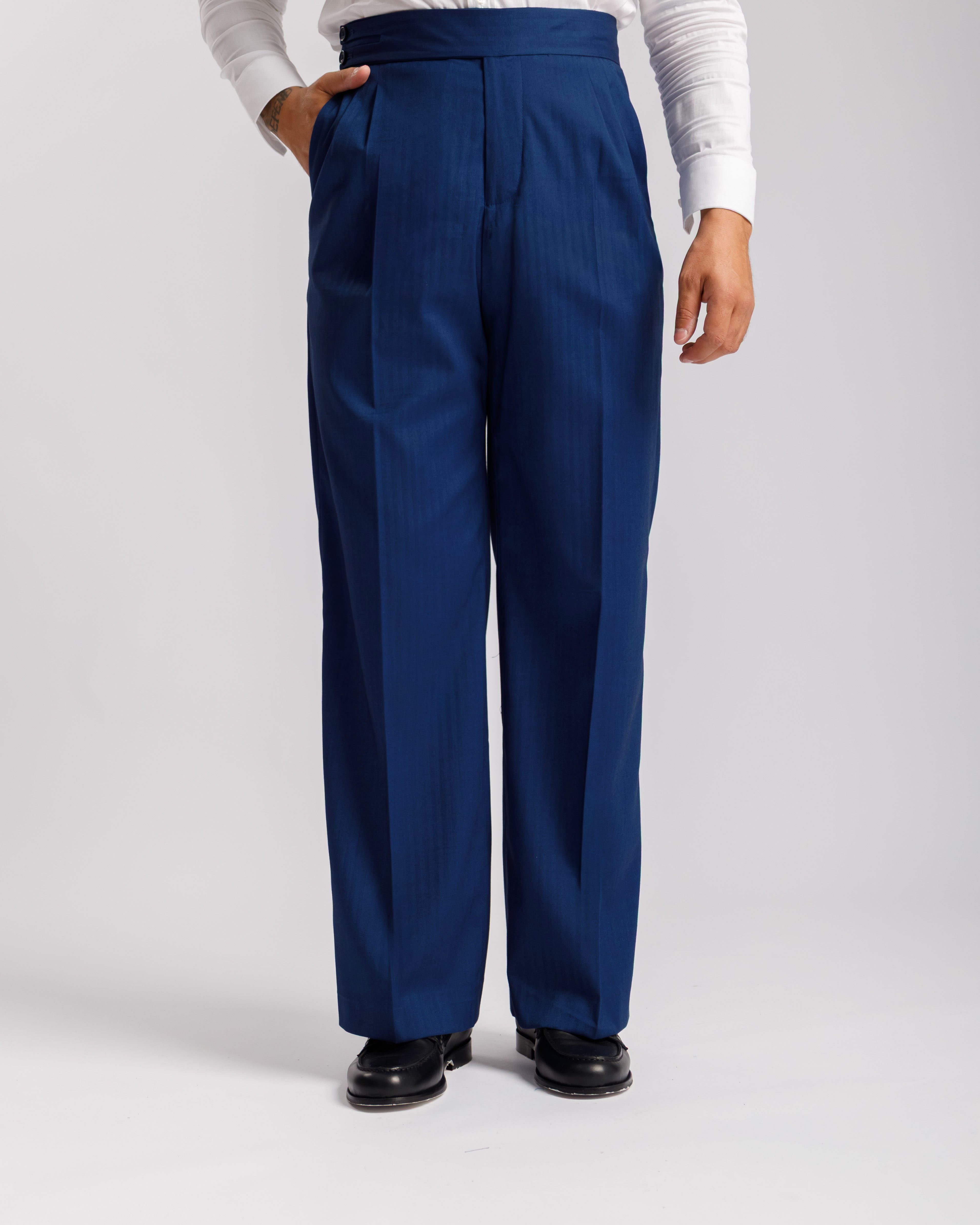 Pantaloni Palazzo Doppio Bottone solaro -  Ma1065 blu