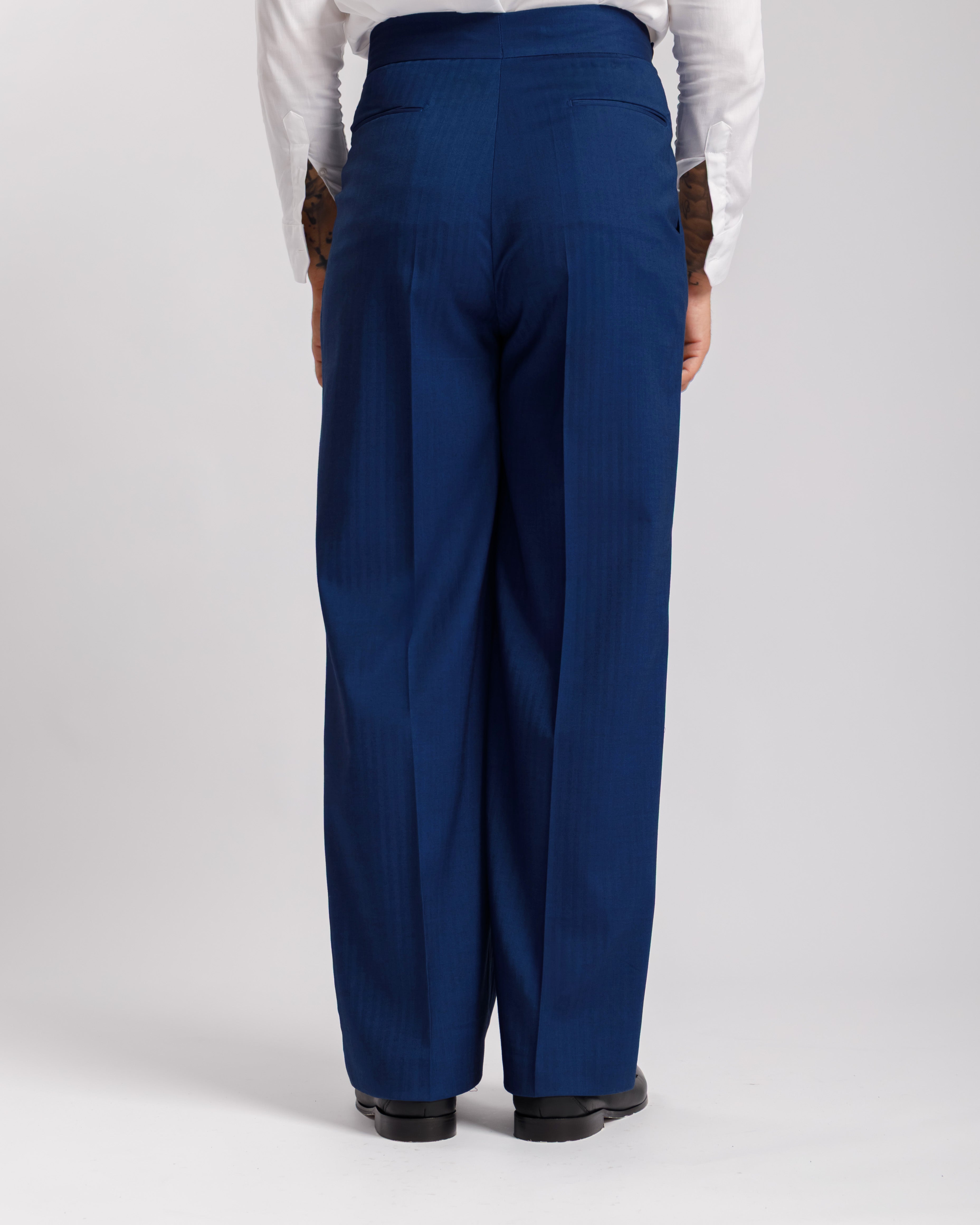 Pantaloni Palazzo Doppio Bottone solaro -  Ma1065 blu