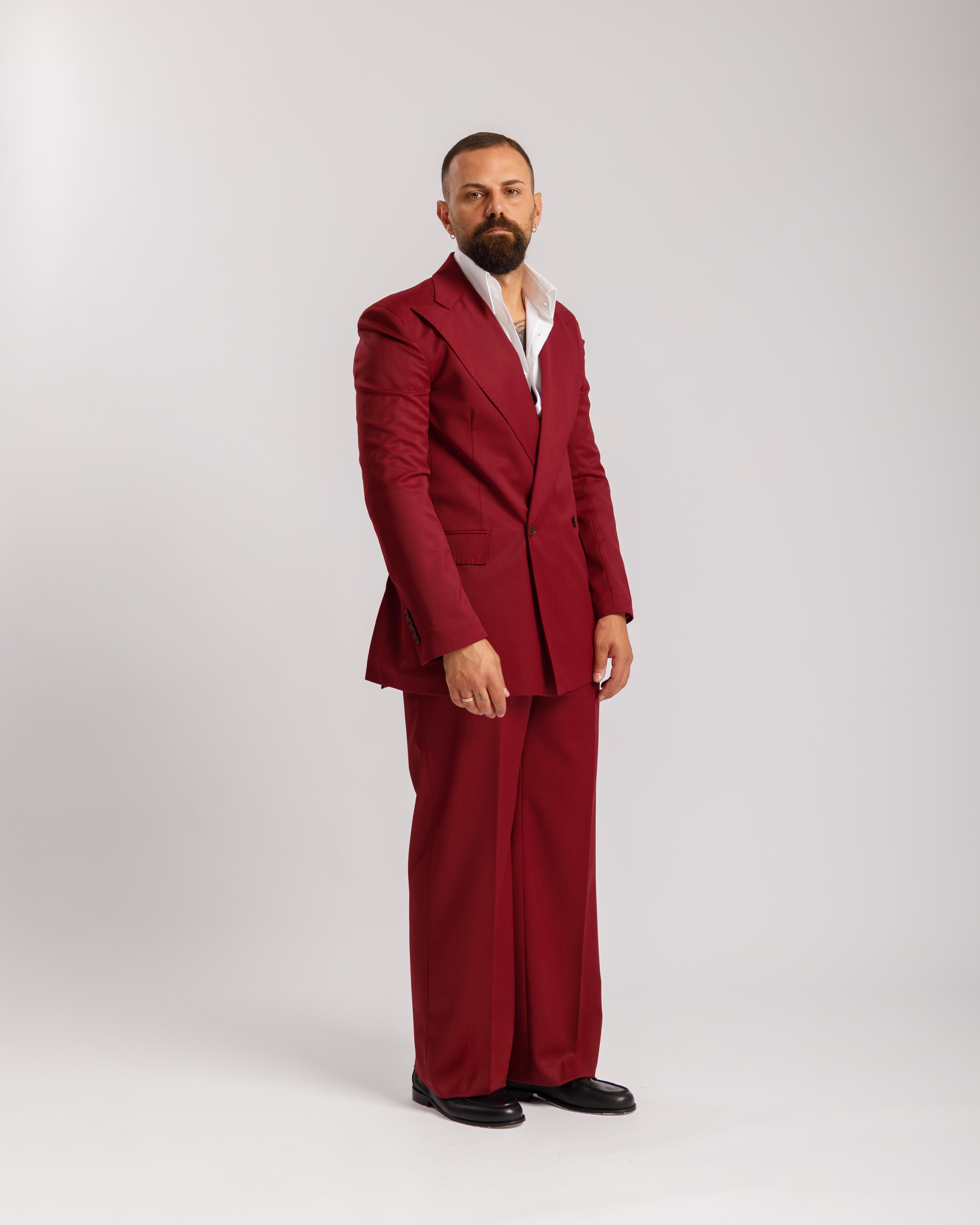 Pantaloni Palazzo Doppio Bottone -  Ma1061 bordeaux