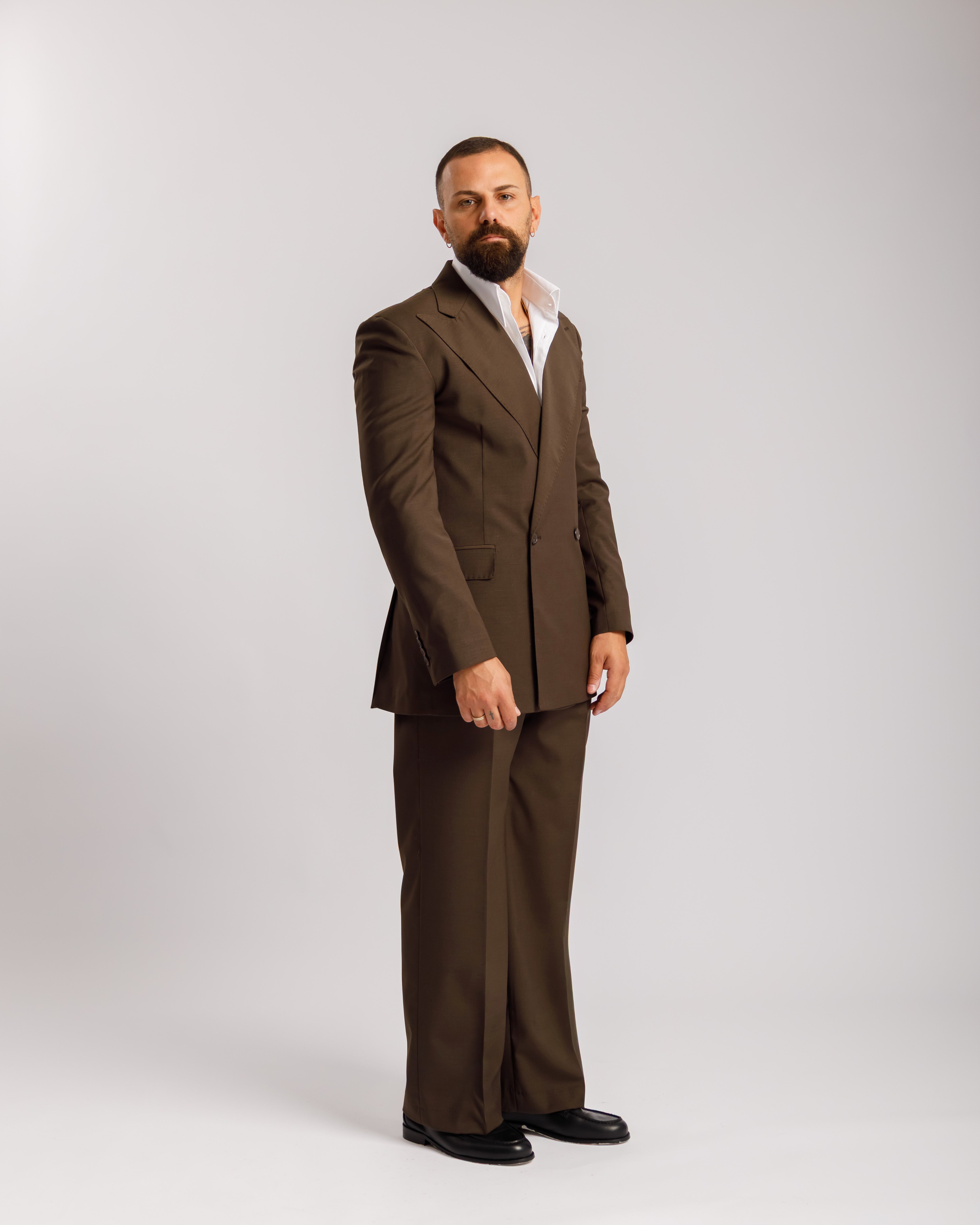 Pantaloni Palazzo Doppio Bottone -  Ma1061 testa di moro