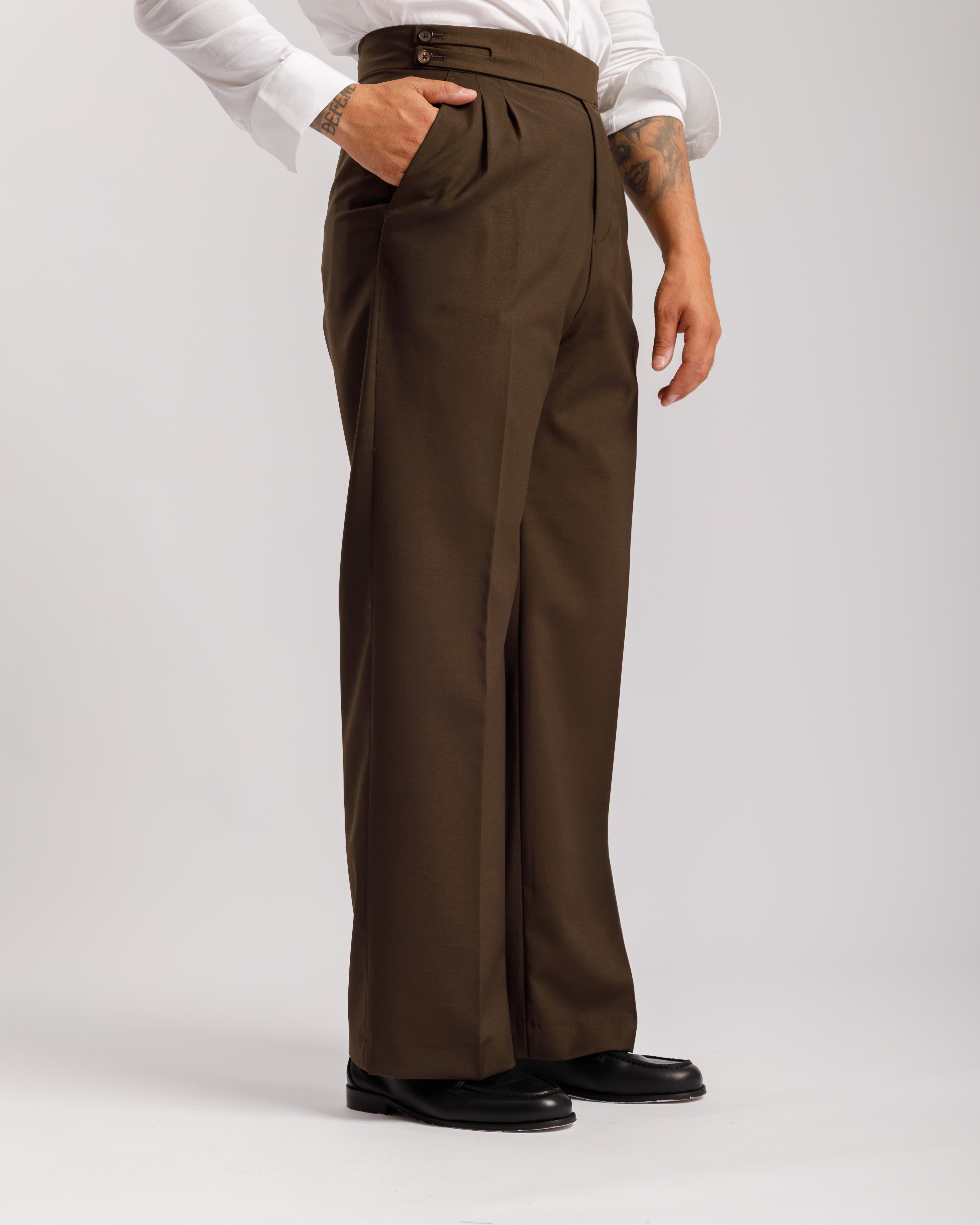Pantaloni Palazzo Doppio Bottone -  Ma1061 testa di moro