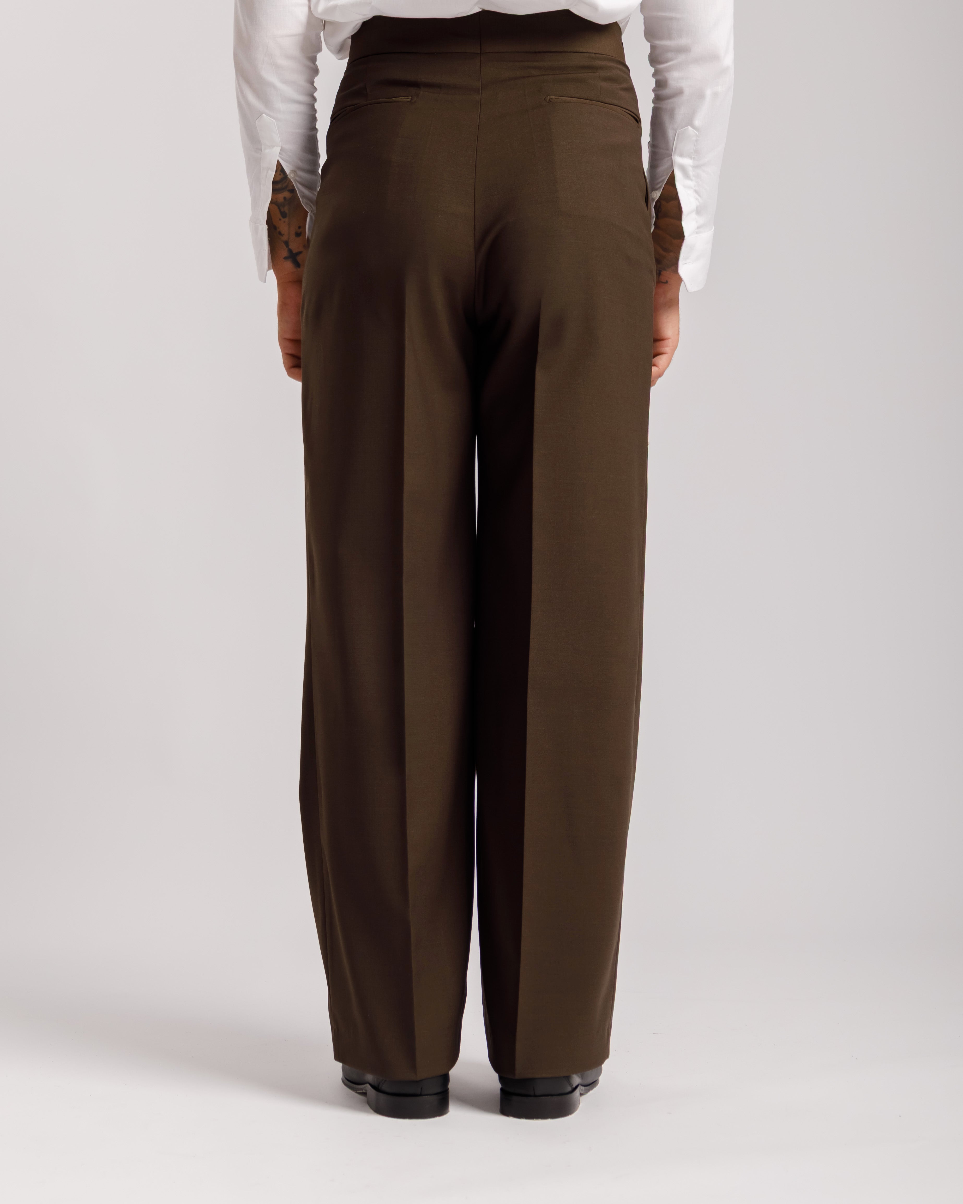 Pantaloni Palazzo Doppio Bottone -  Ma1061 testa di moro