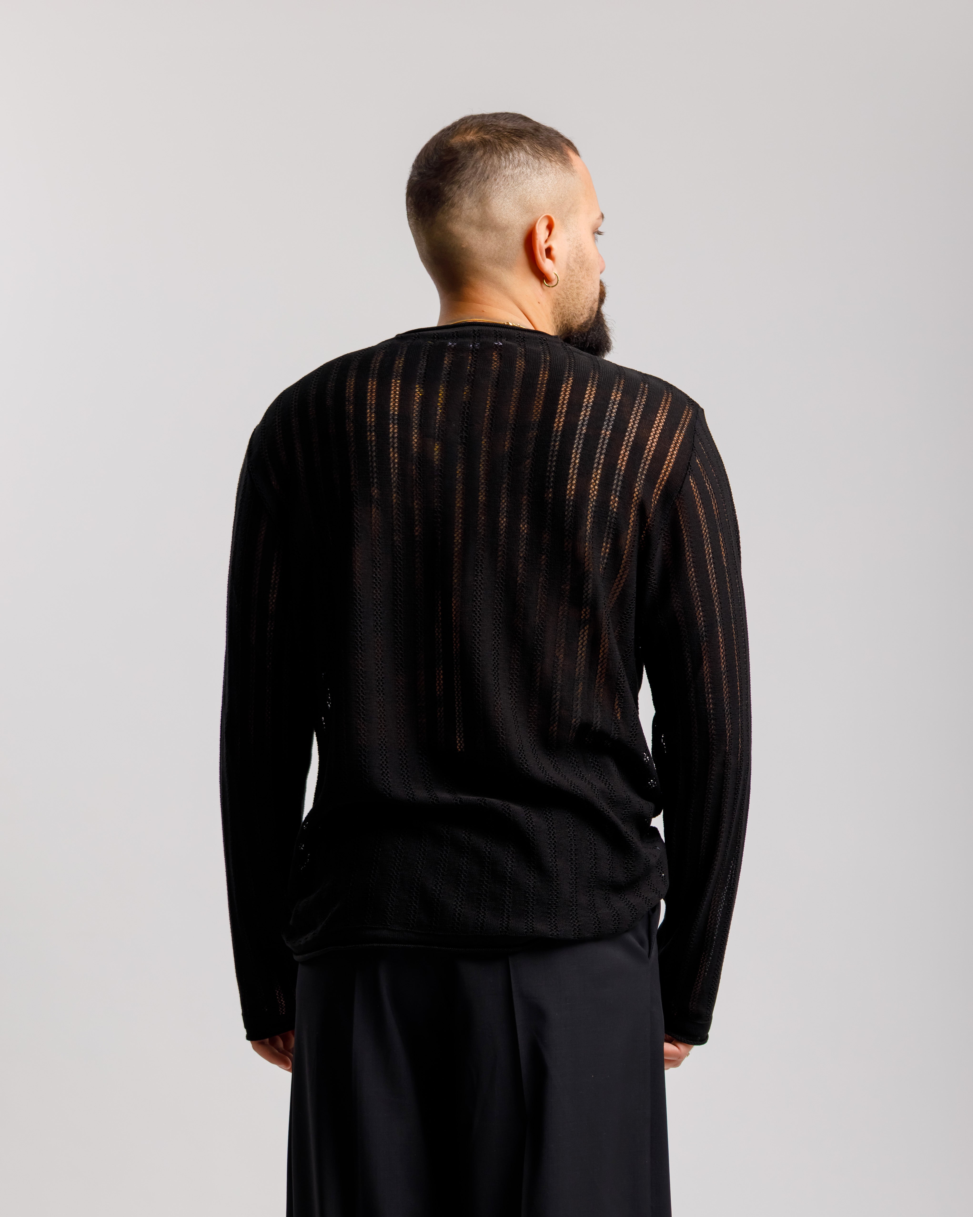 Maglia girocollo traforata - MASS608 NERA