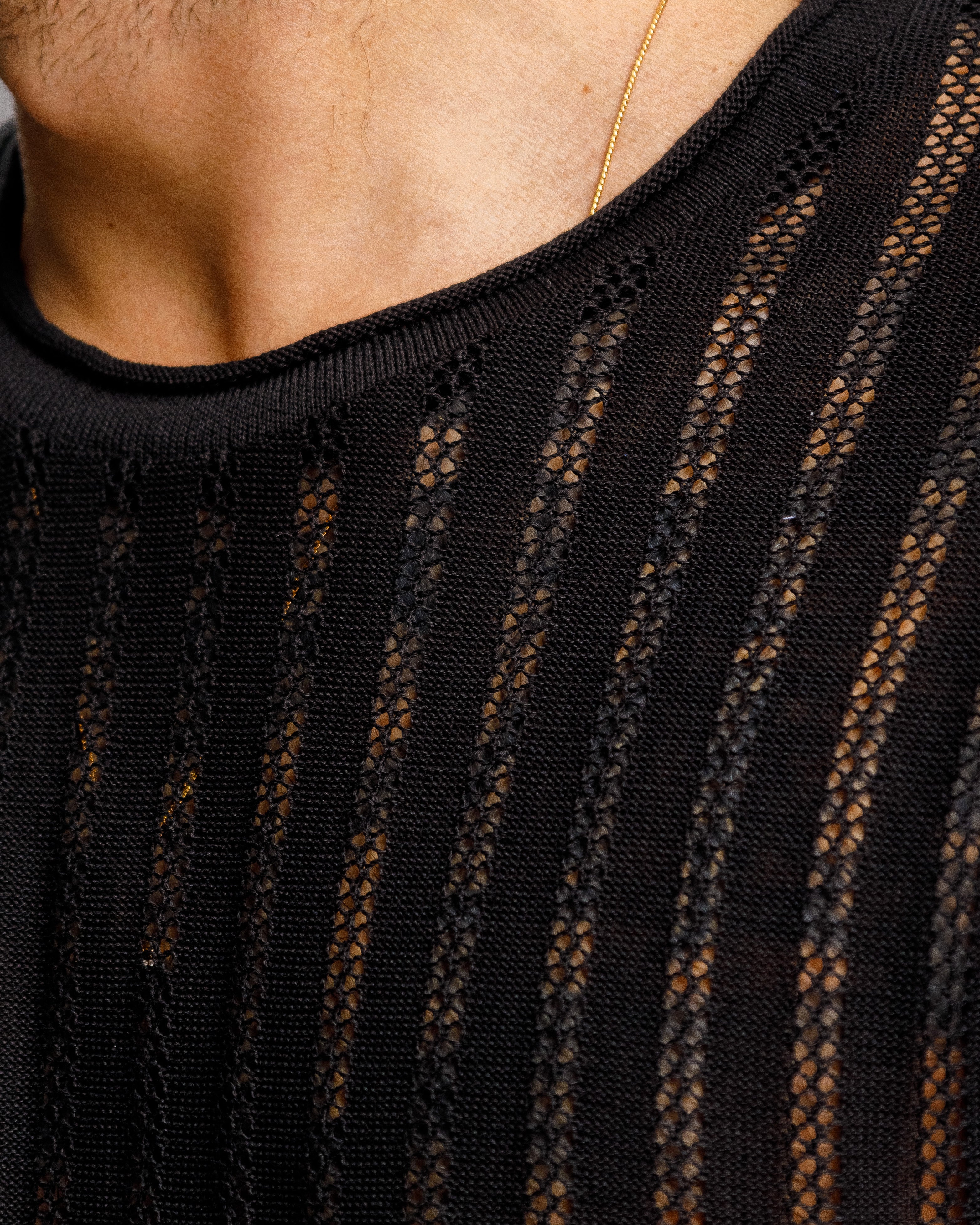 Maglia girocollo traforata - MASS608 NERA