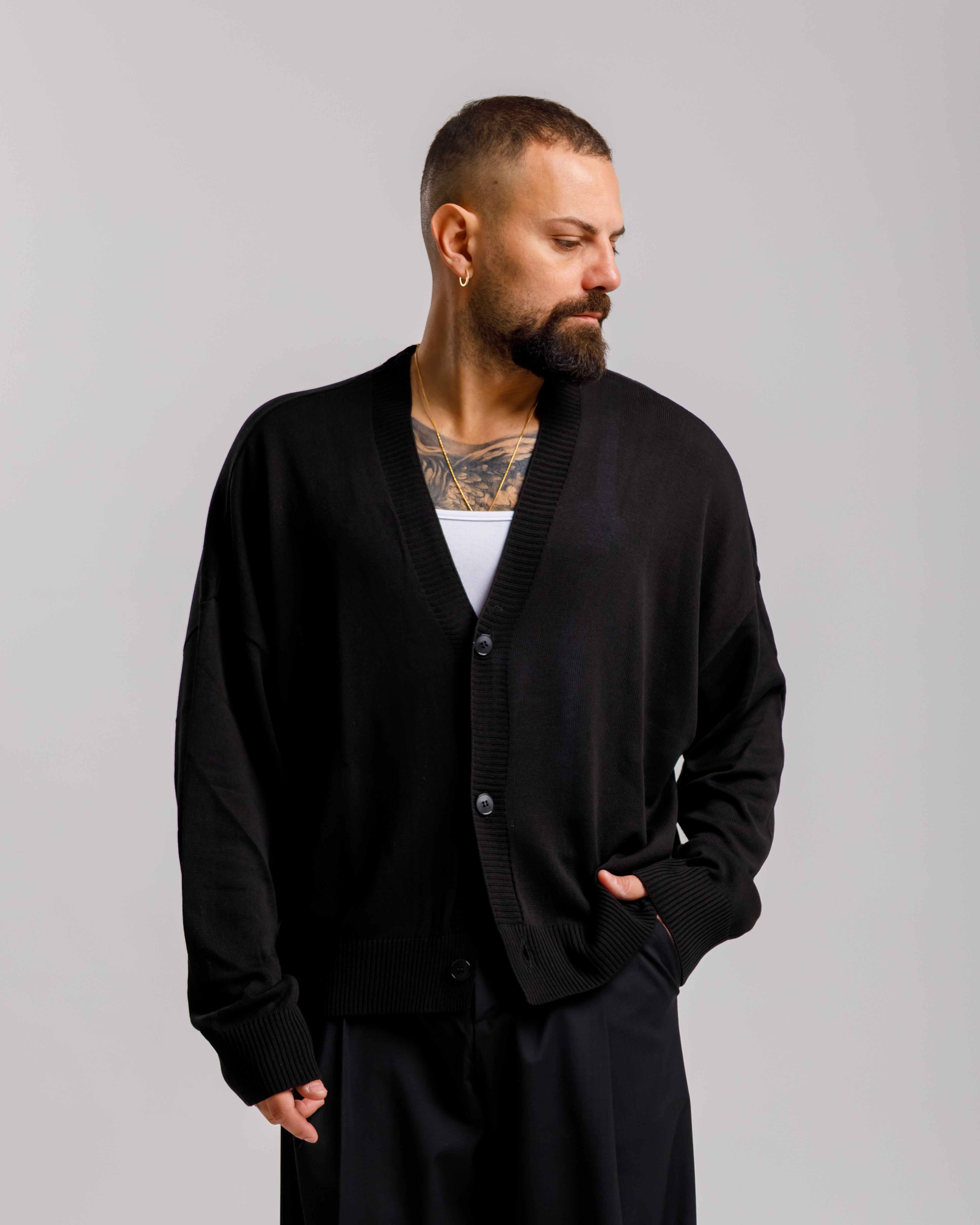 Cardigan in cotone - MSS606 NERO