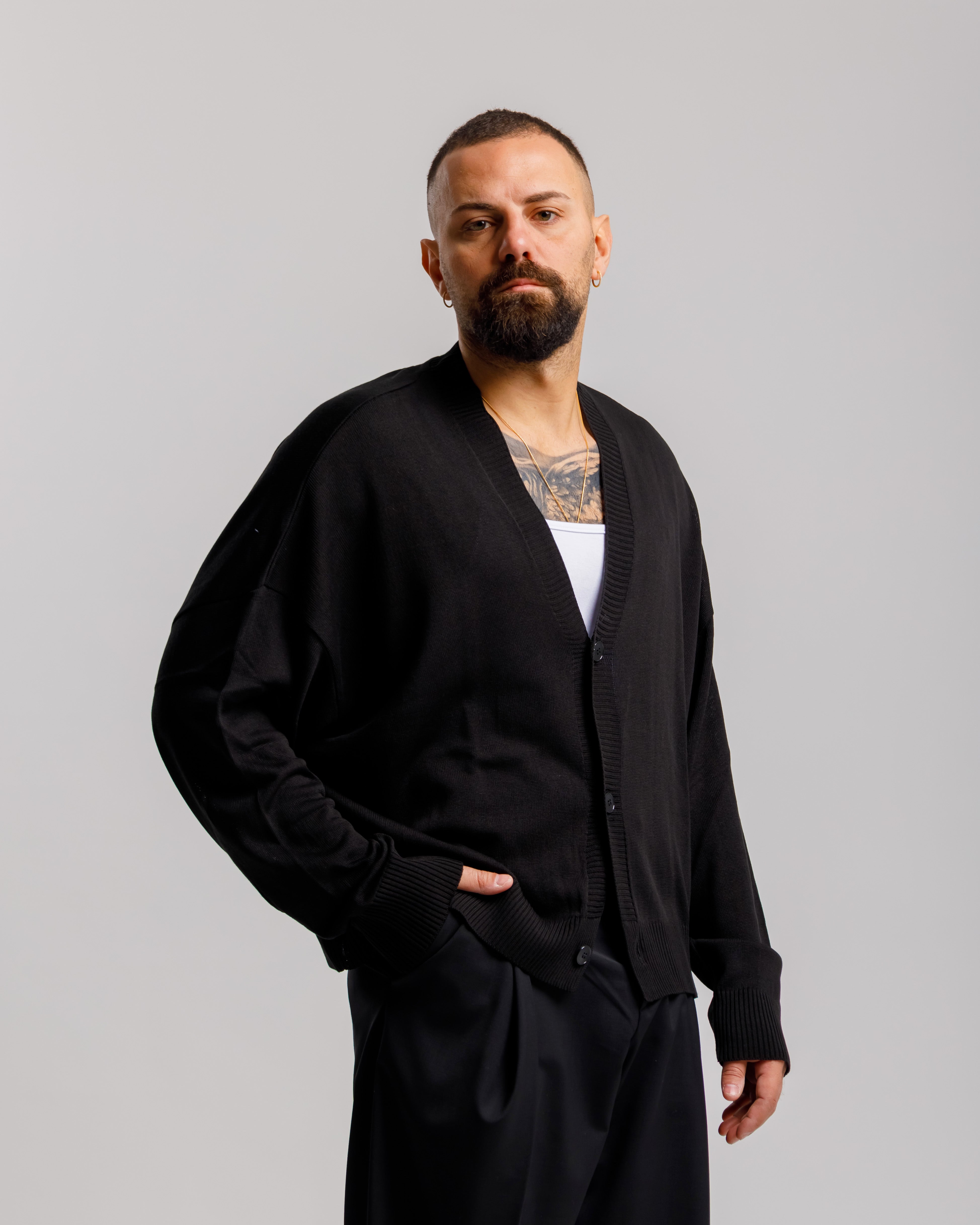 Cardigan in cotone - MSS606 NERO