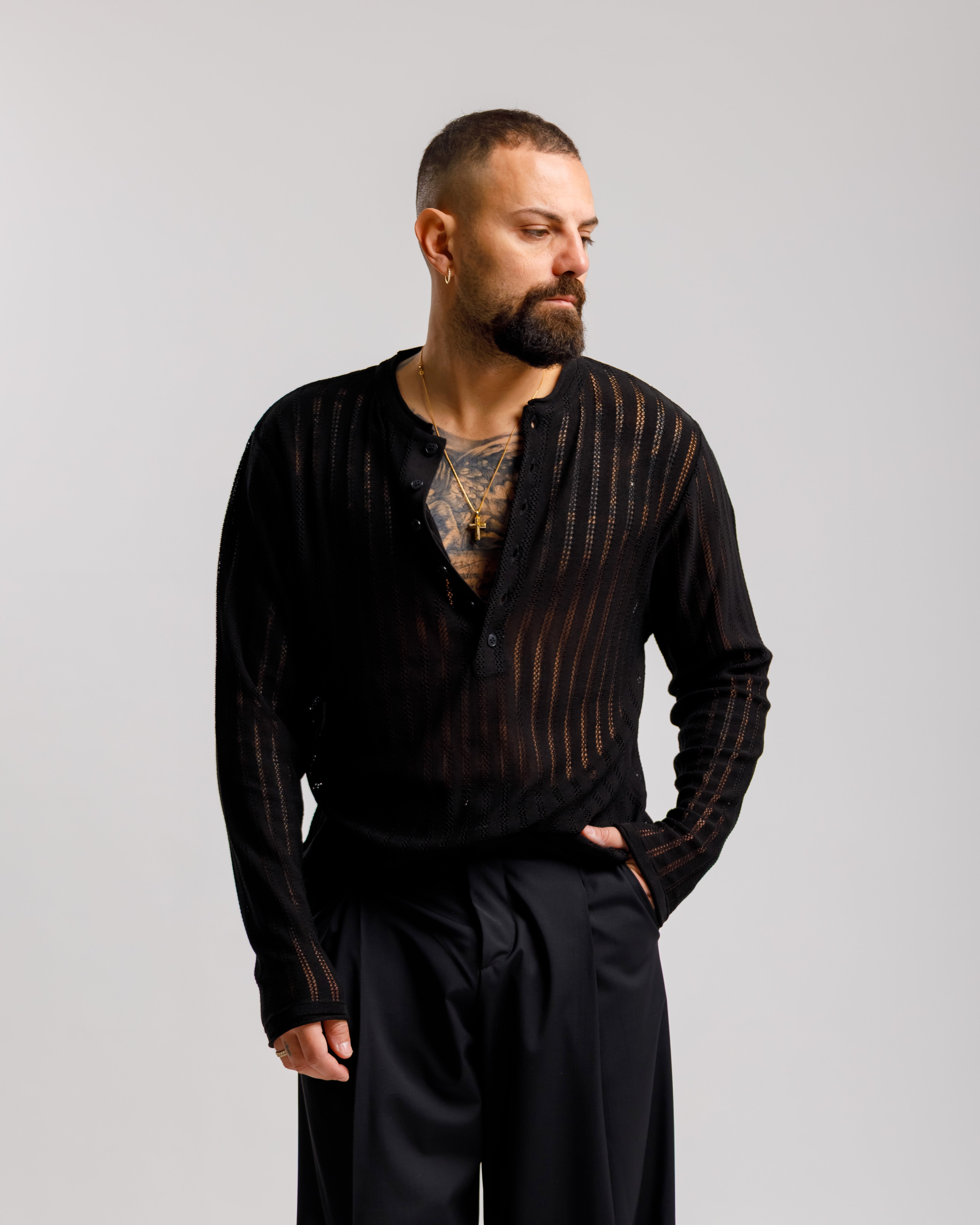 Maglia serafina traforata - MASS605 NERA
