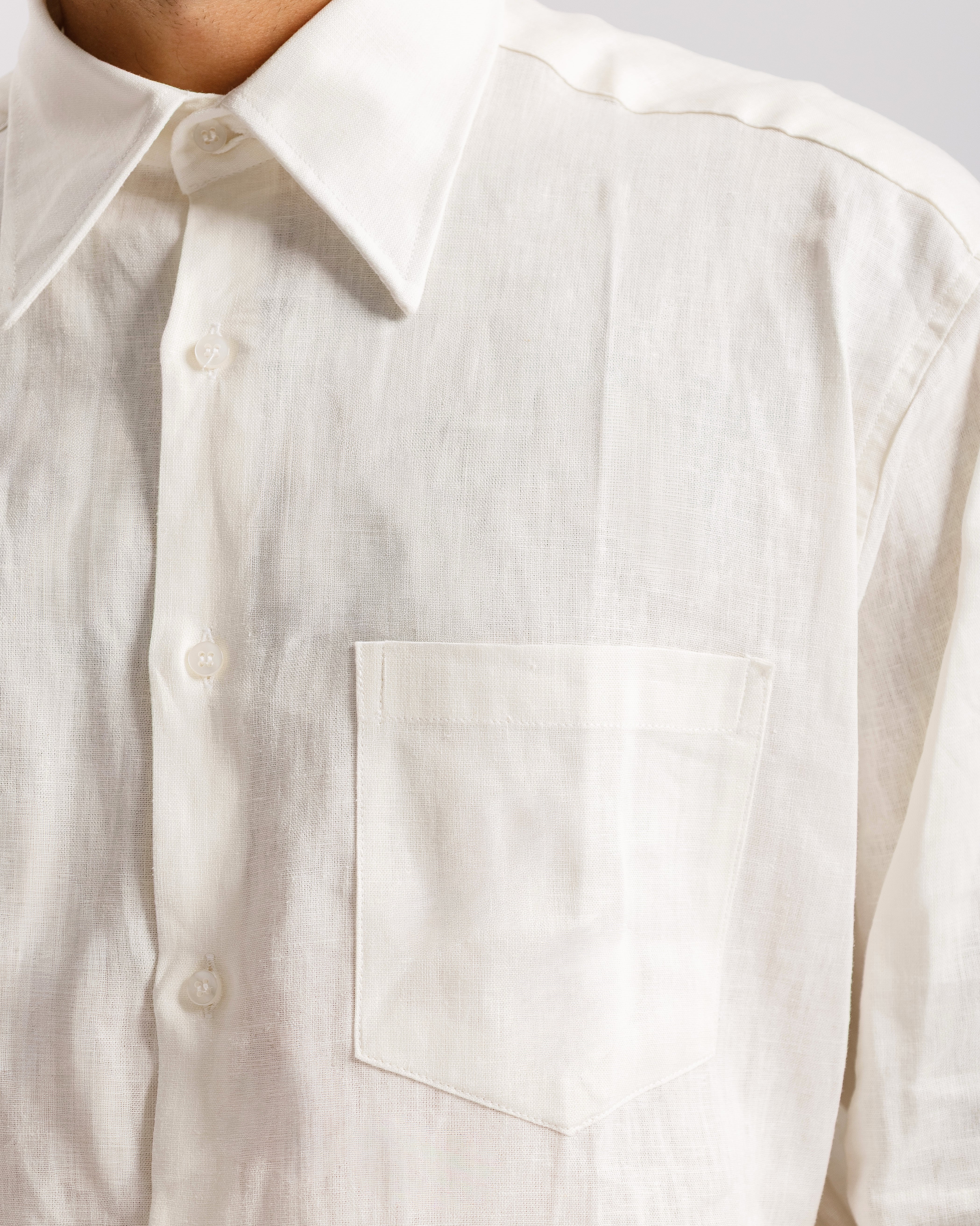 Camicia in lino collo Italiano  - BIANCA