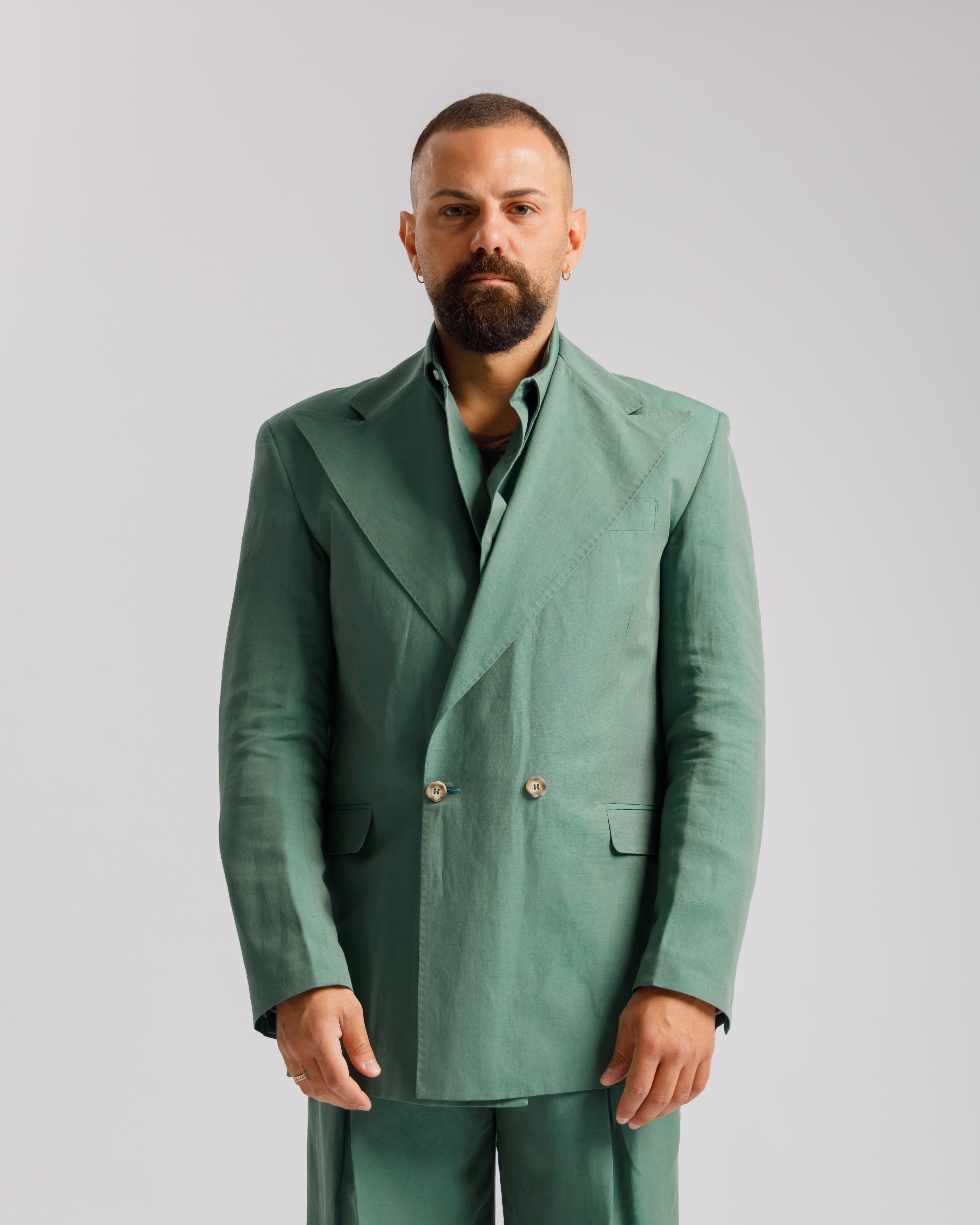 Giacca Milano in lino - Ma1046 verde foresta