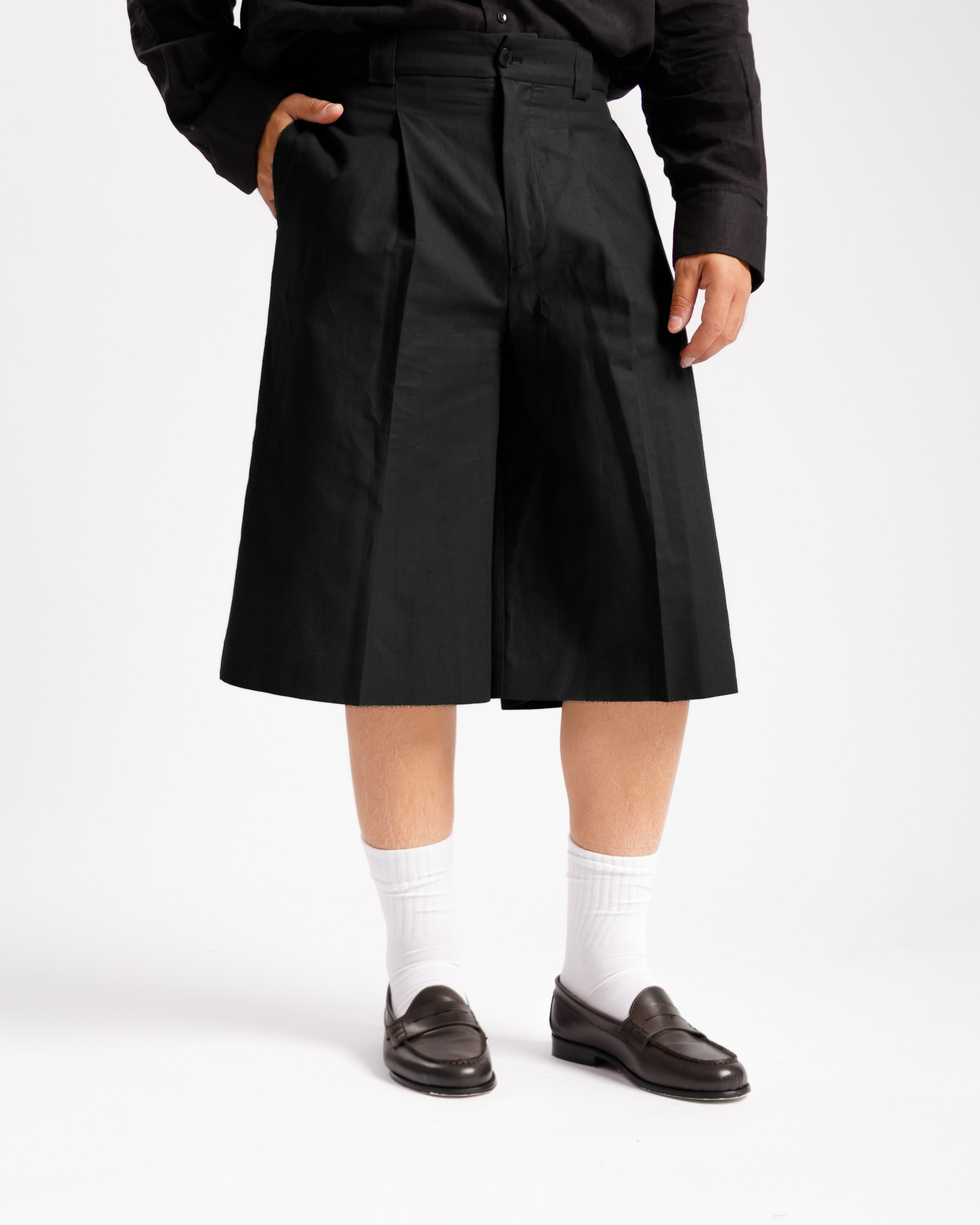 Bermuda in lino  -  Ma10388 nero