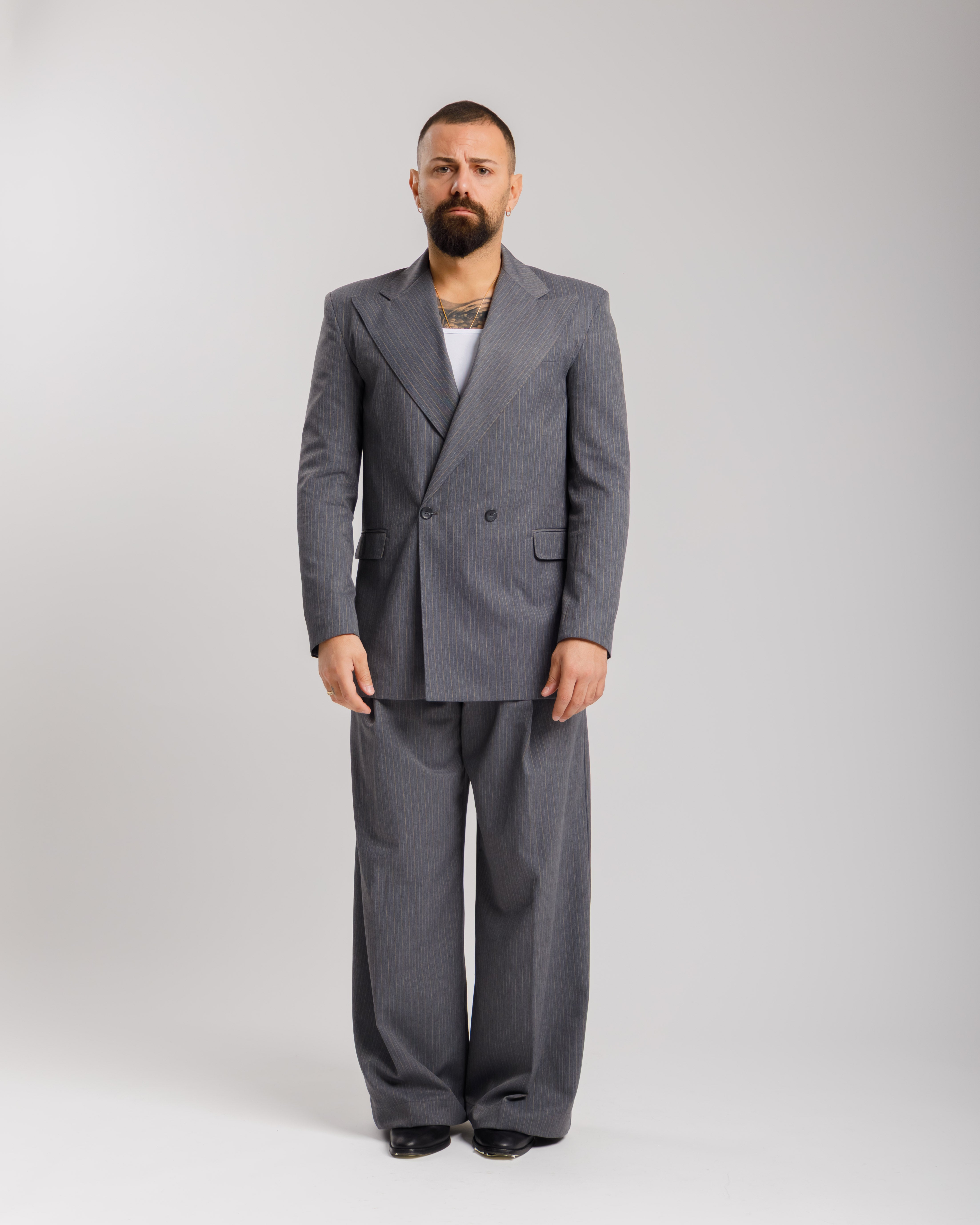 Pantaloni Wide Fit -  Ma1031 Gessato Grigio