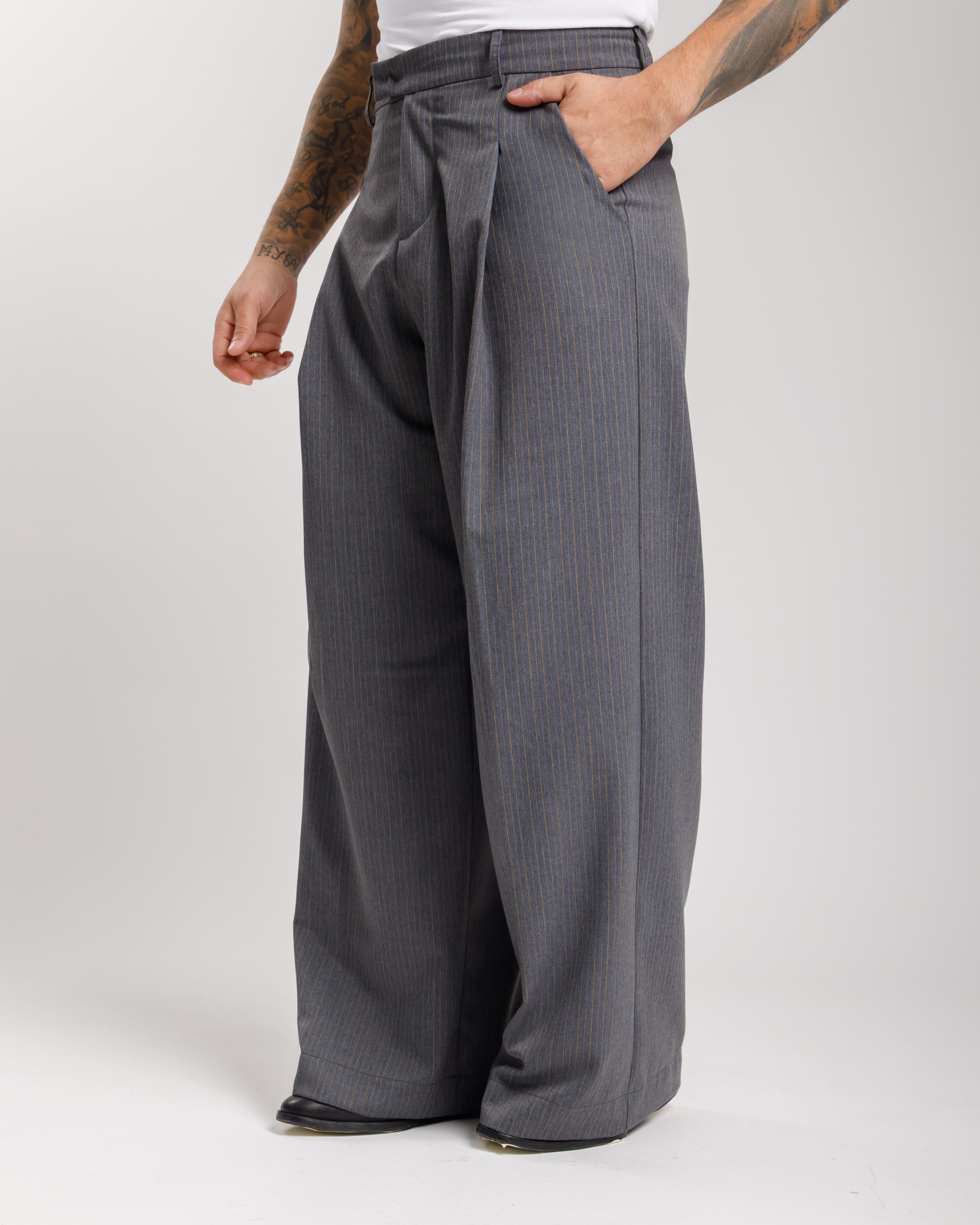 Pantaloni Wide Fit -  Ma1031 Gessato Grigio