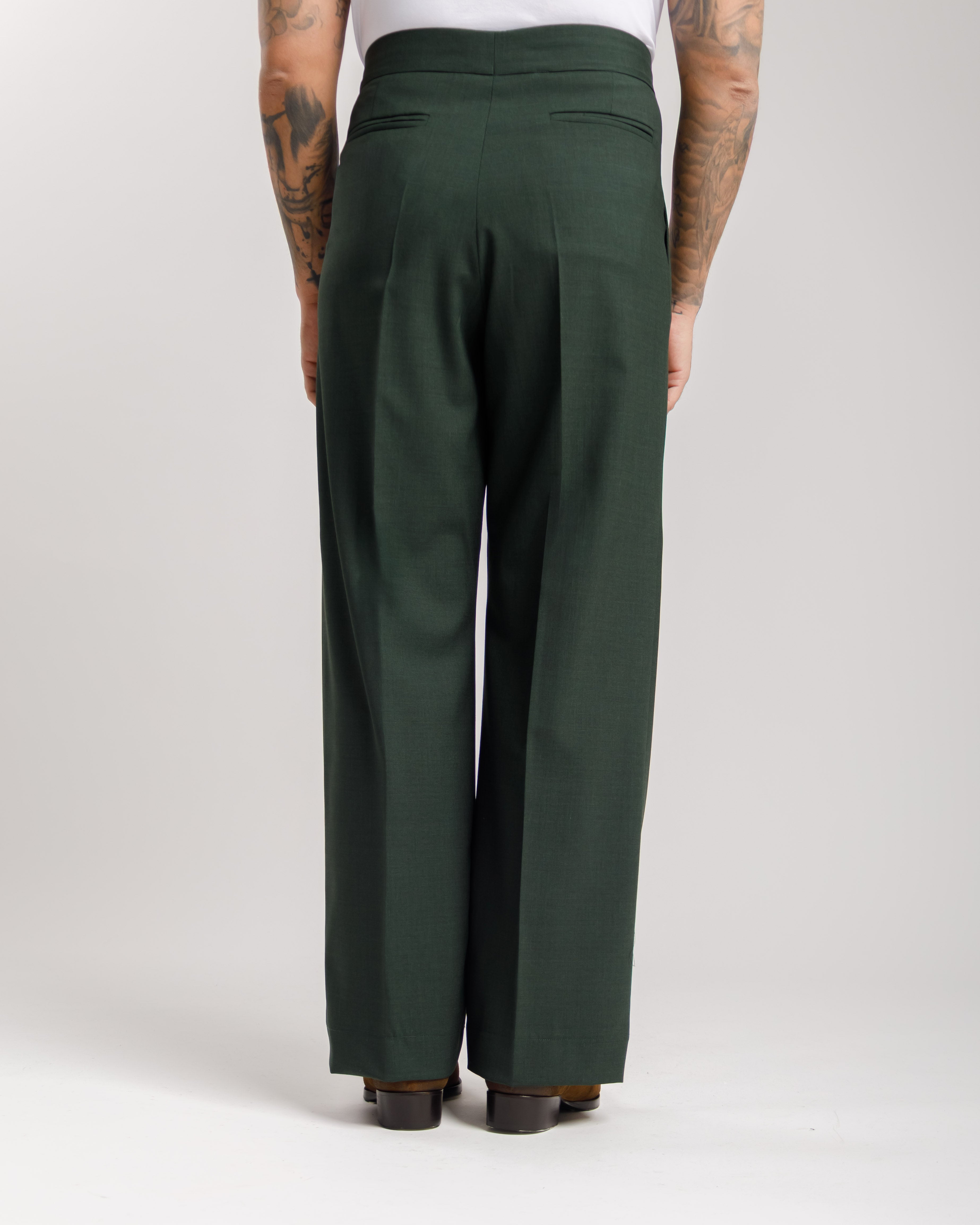 Pantaloni Palazzo Doppio Bottone -  Ma1061 Verde Bosco