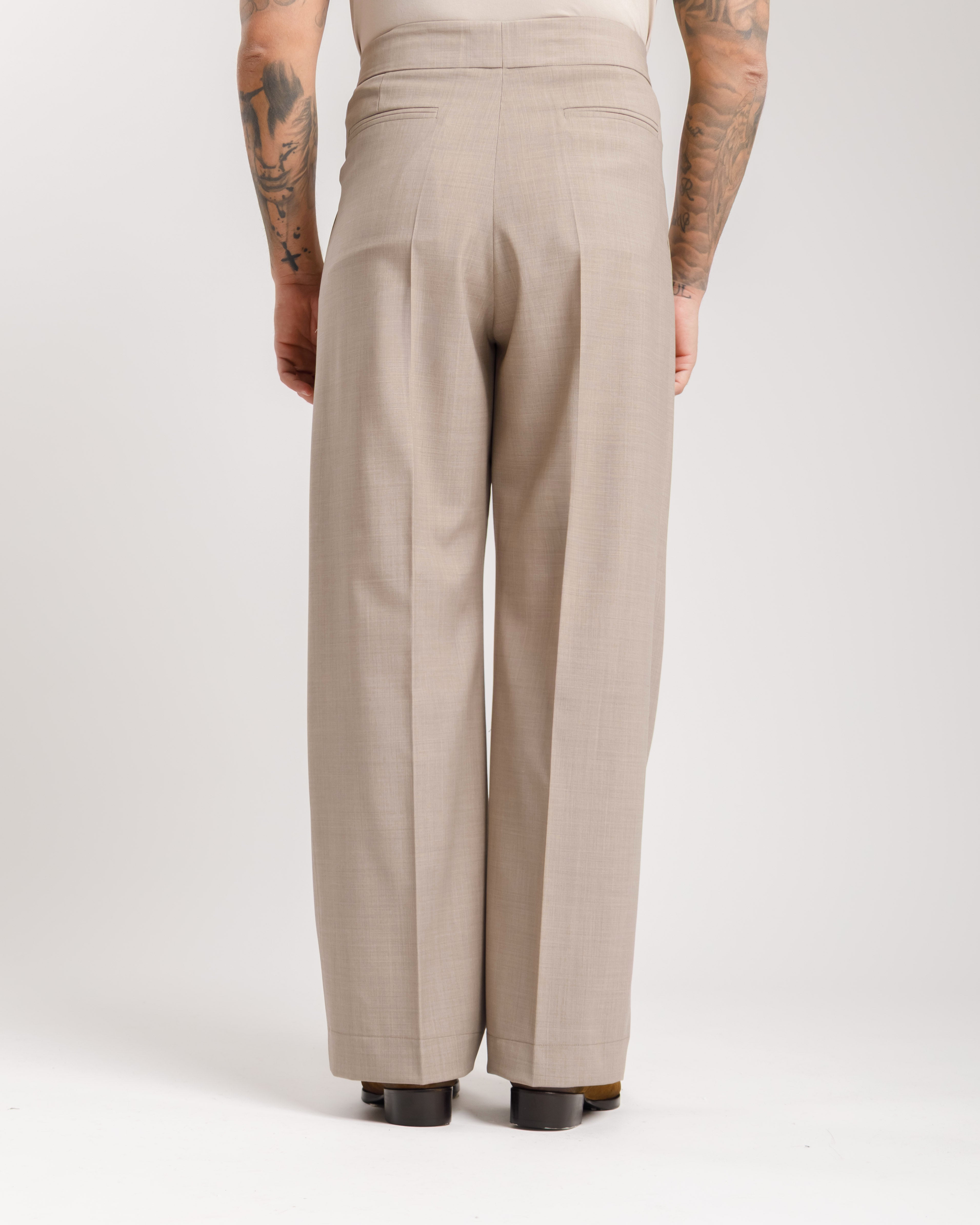 Pantaloni Palazzo Doppio Bottone -  Ma1061 Tortora