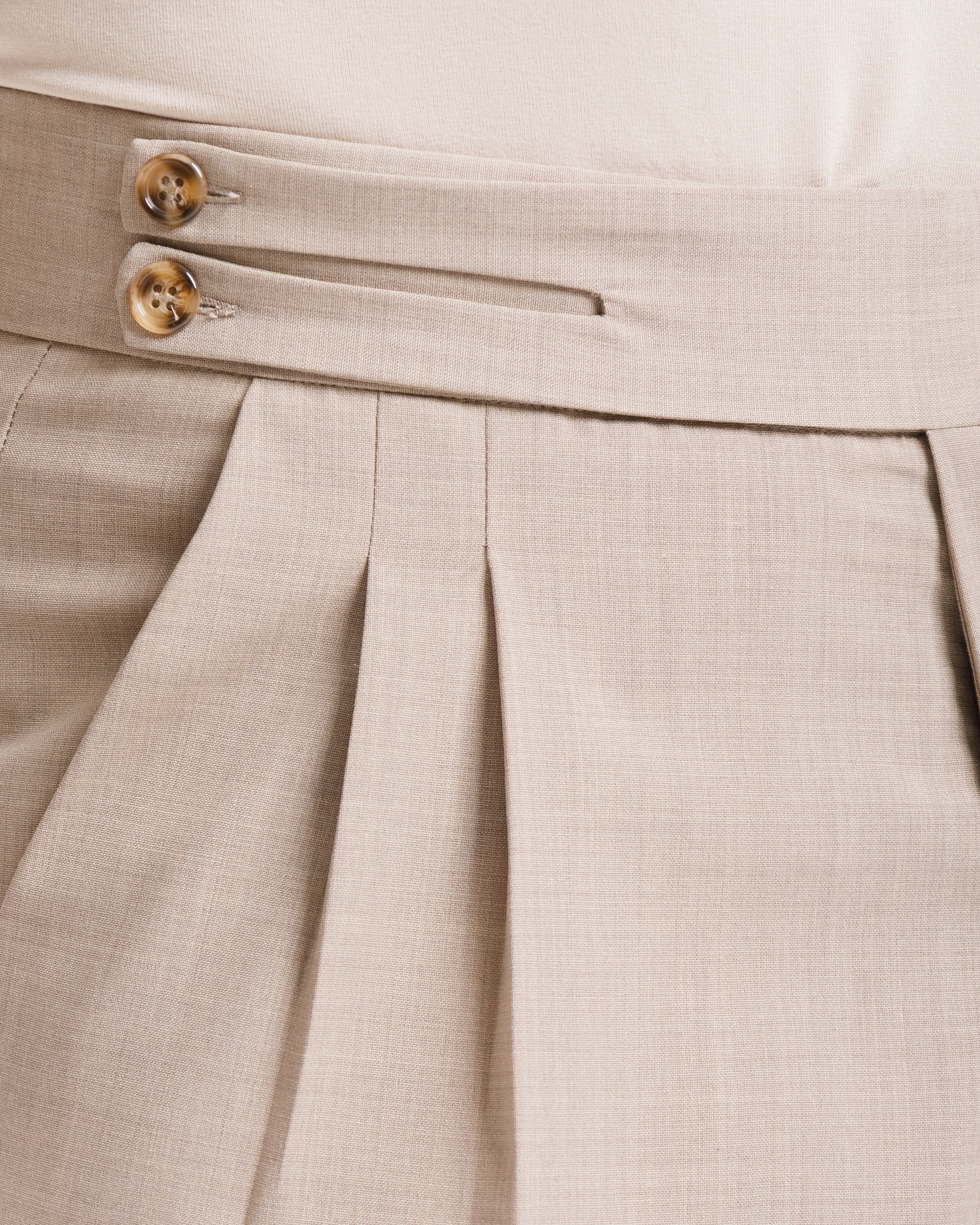 Pantaloni Palazzo Doppio Bottone -  Ma1061 Tortora