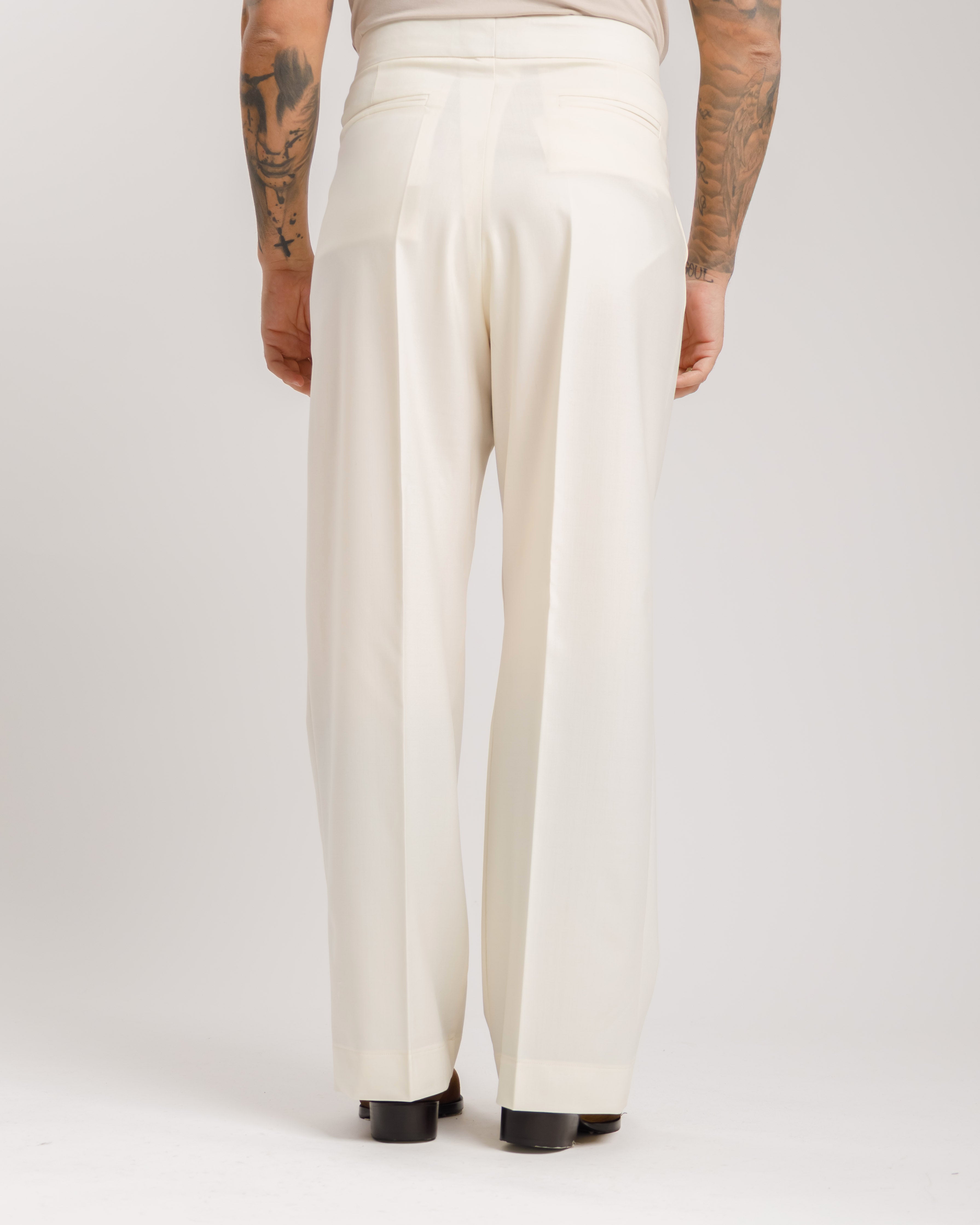 Pantaloni Palazzo Doppio Bottone -  Ma1061 Panna