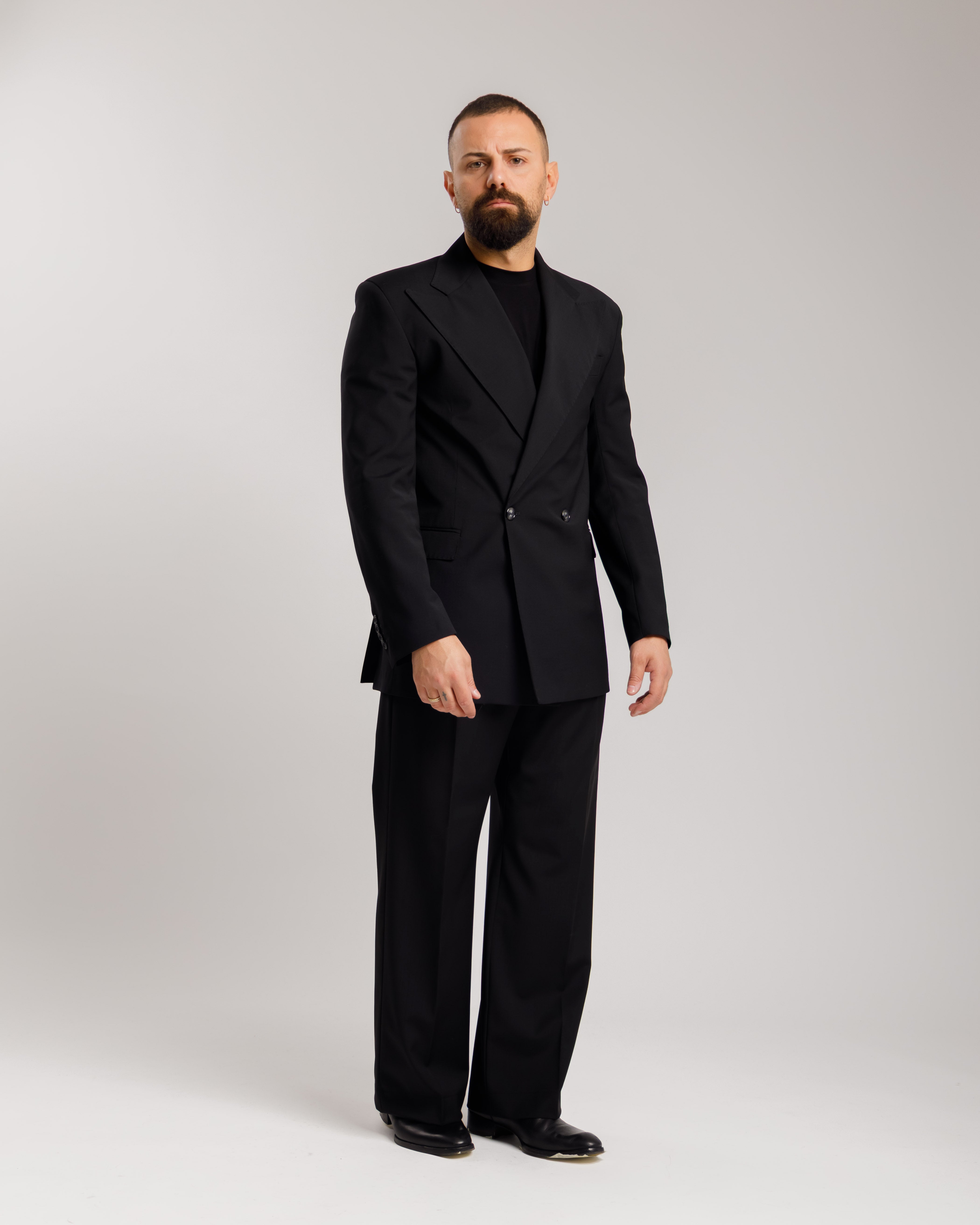 Pantaloni Palazzo Doppio Bottone -  Ma1061 Nero