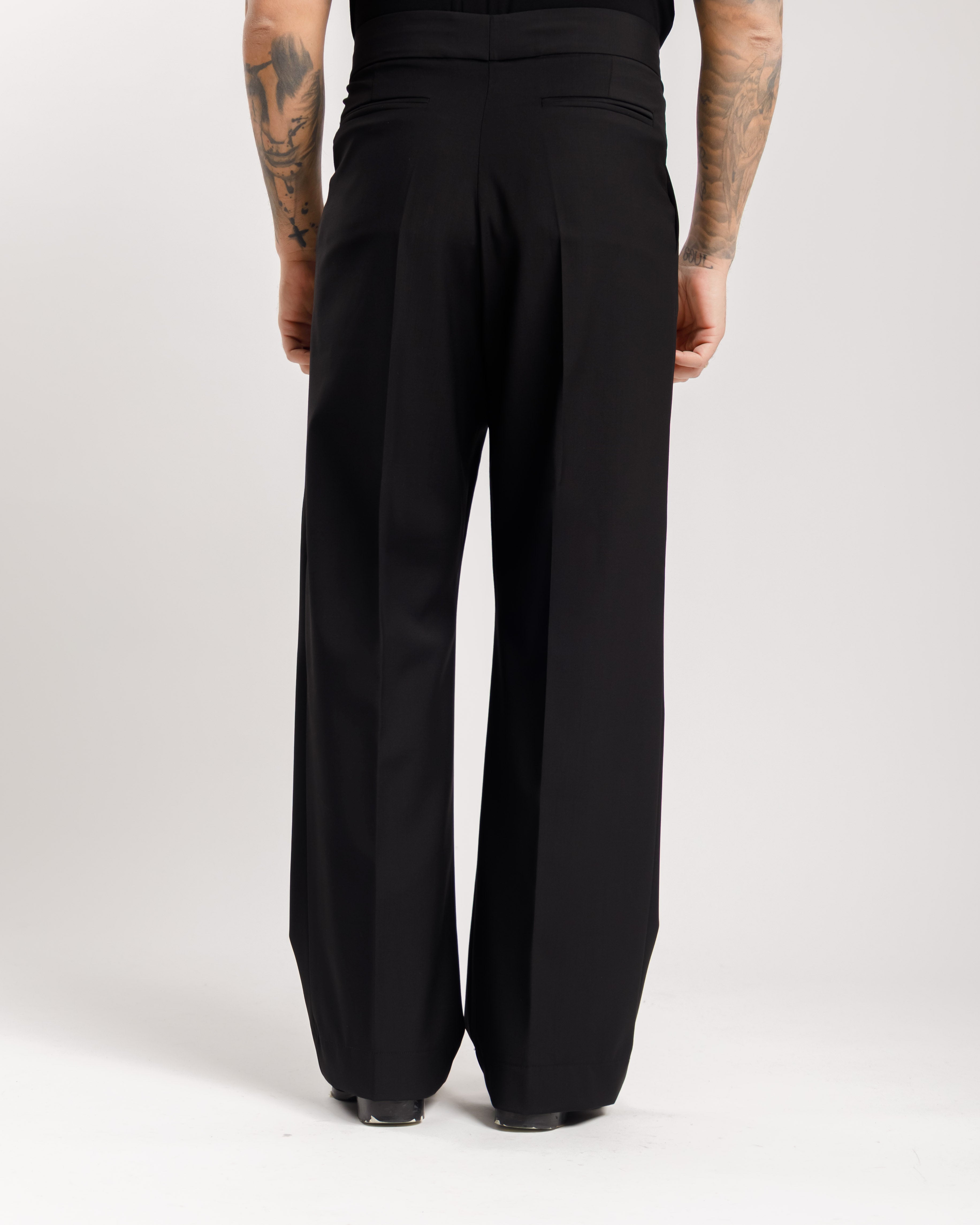 Pantaloni Palazzo Doppio Bottone -  Ma1061 Nero