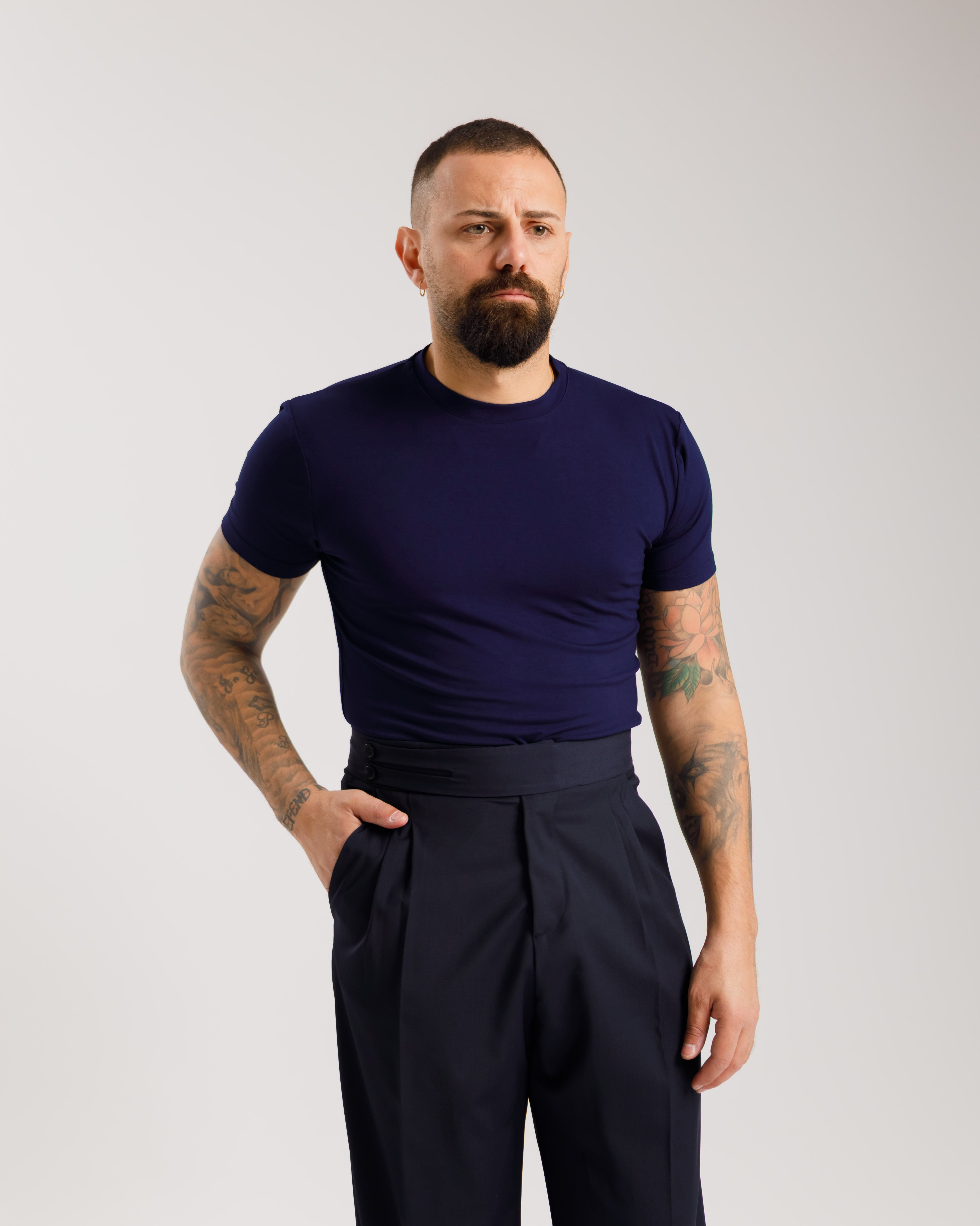 T-Shirt In Viscosa  - Ma1062 Blu