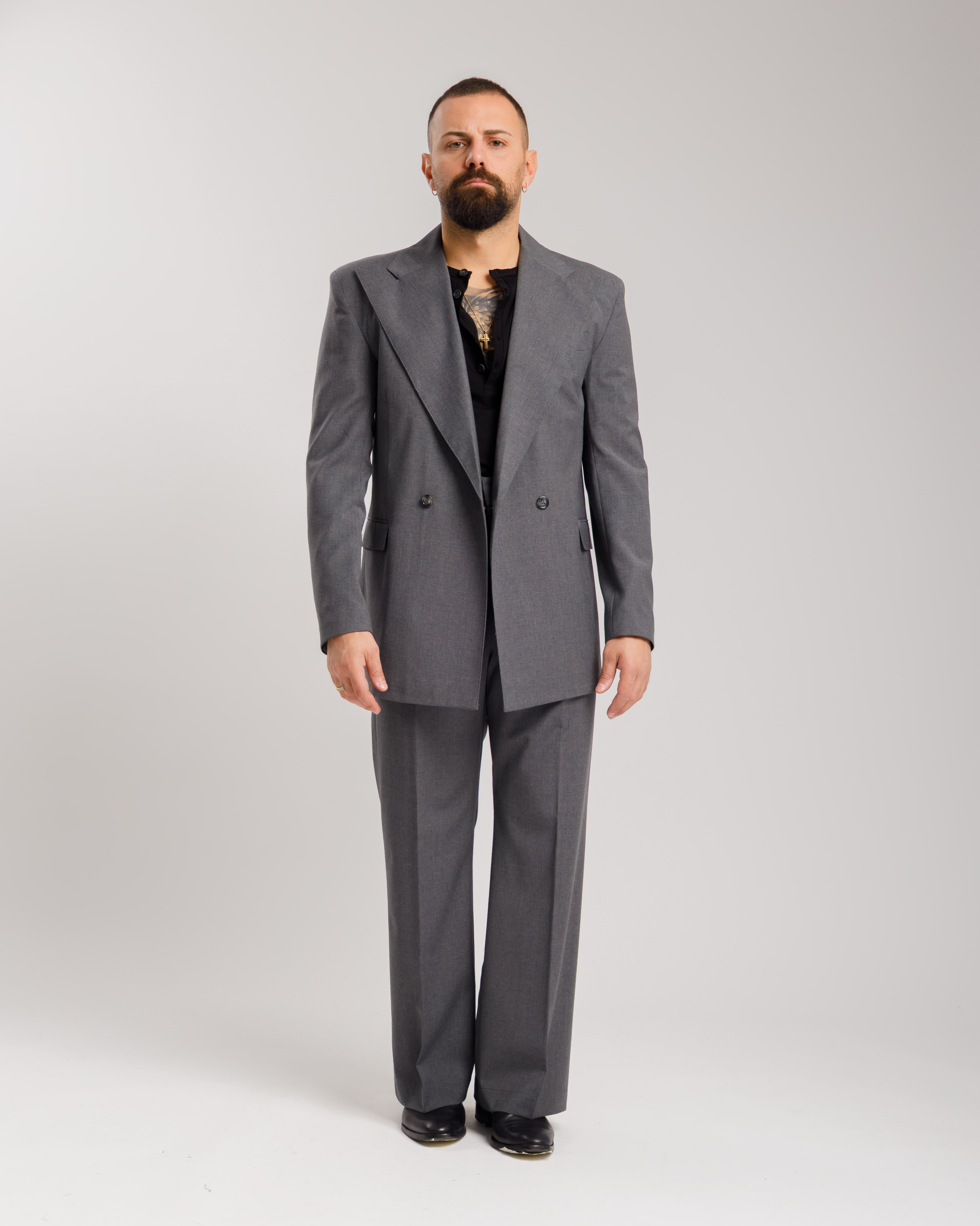 Pantaloni Palazzo Con Fibbie -  Ma1051 Grigio