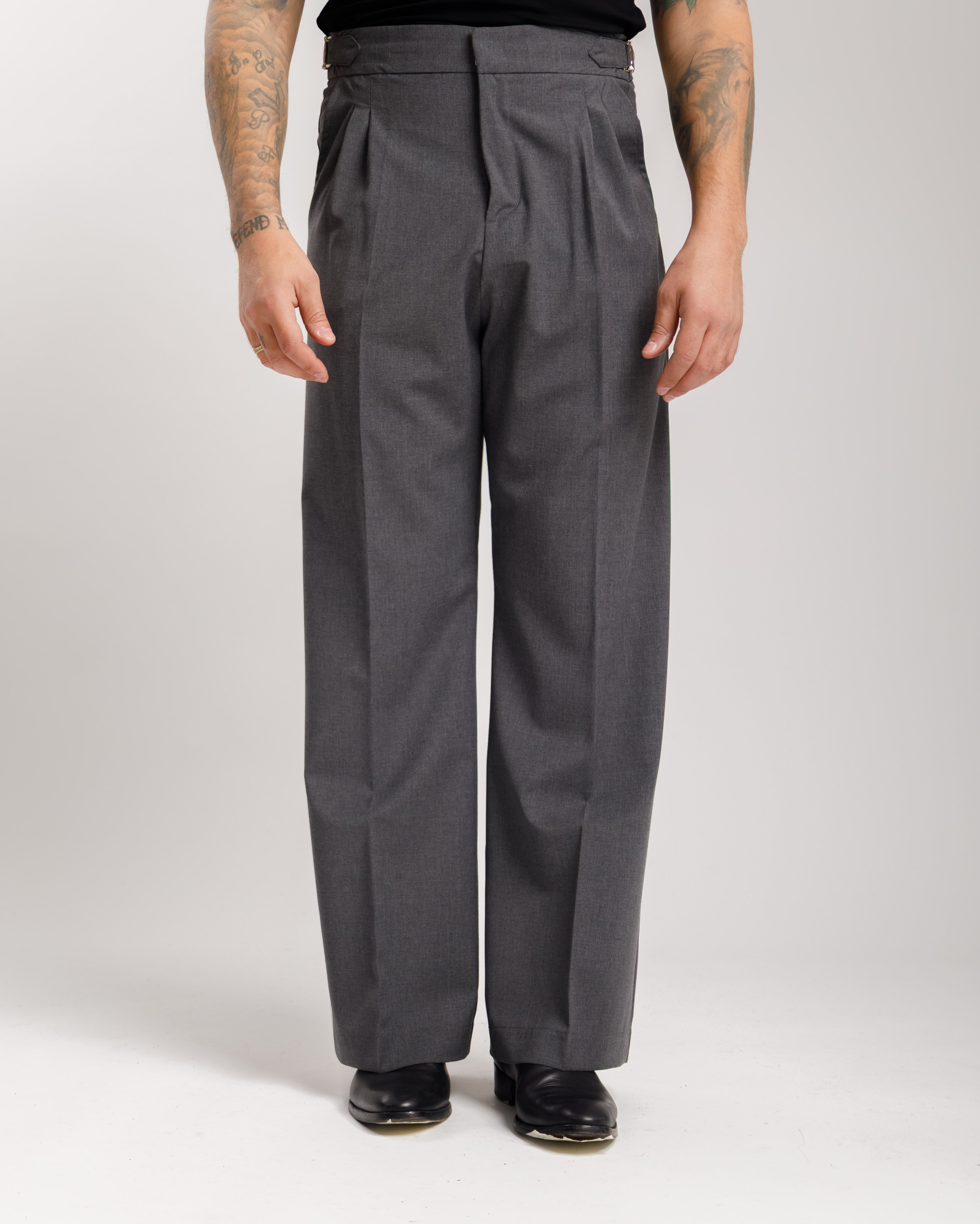 Pantaloni Palazzo Con Fibbie -  Ma1051 Grigio