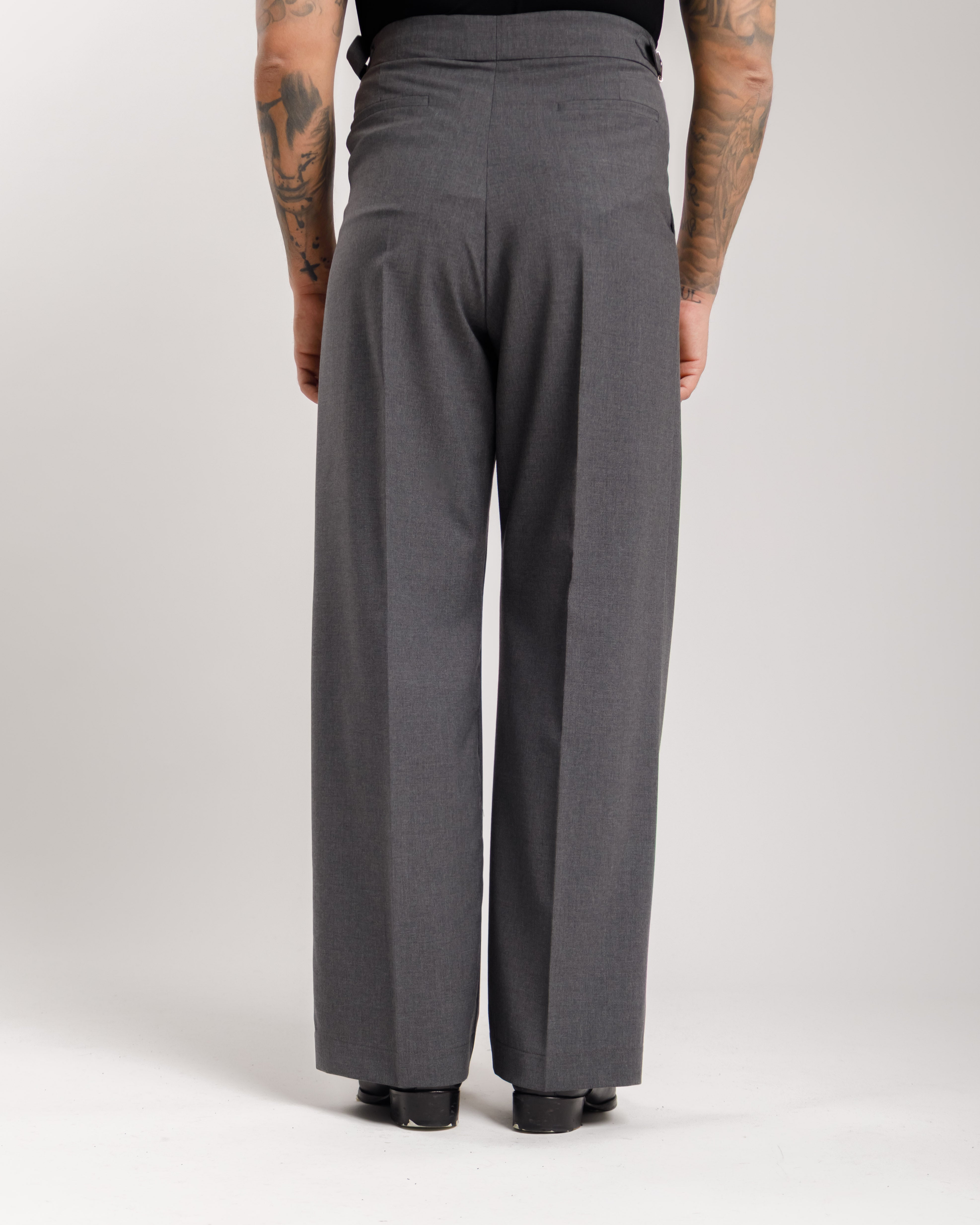 Pantaloni Palazzo Con Fibbie -  Ma1051 Grigio